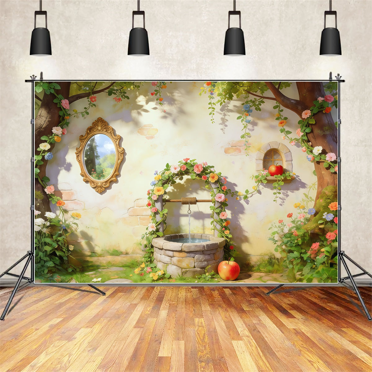 Fantasy Forest Backdrop Enchanted Garden Wishing Well Forest Photo Backdrops CSH61-225