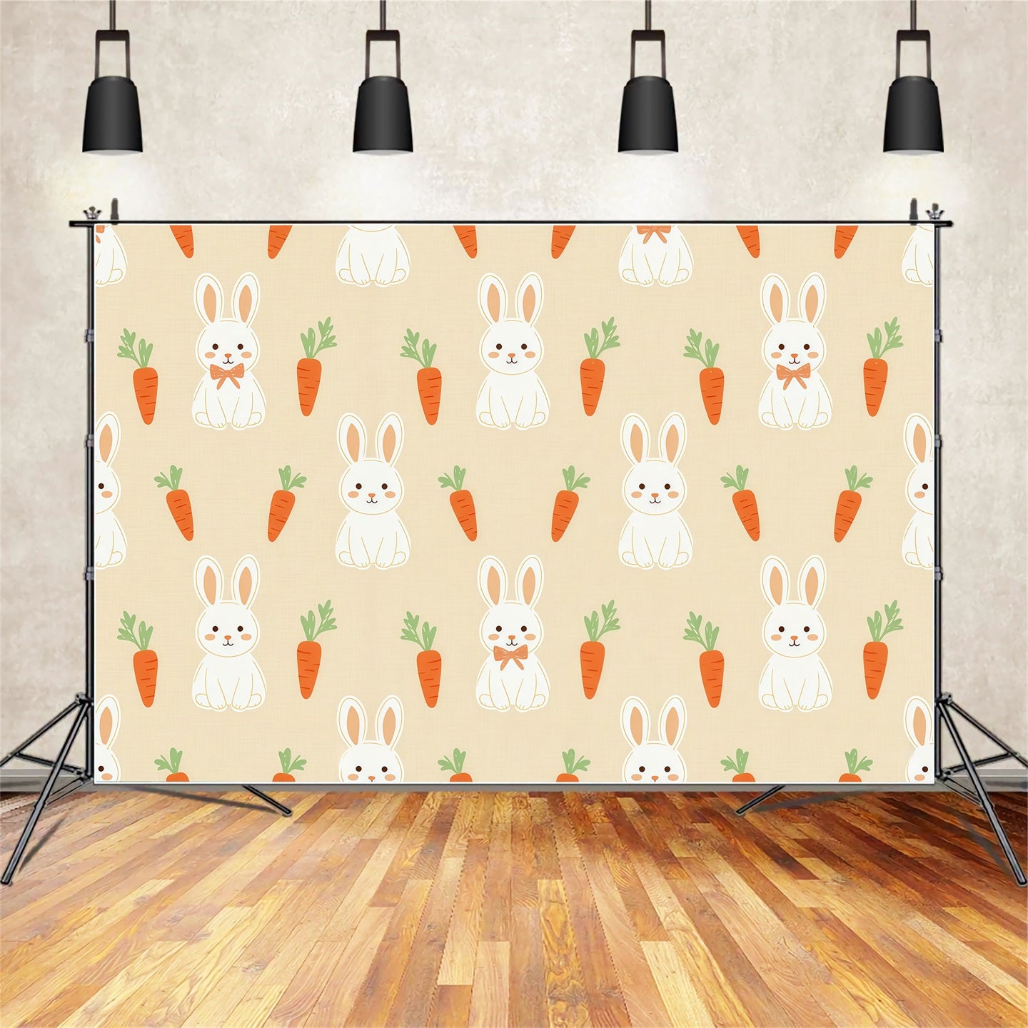 Easter Bunny Photo Backdrop Cartoon Print Carrot Pattern Easter Photo Backdrop CSH61-32