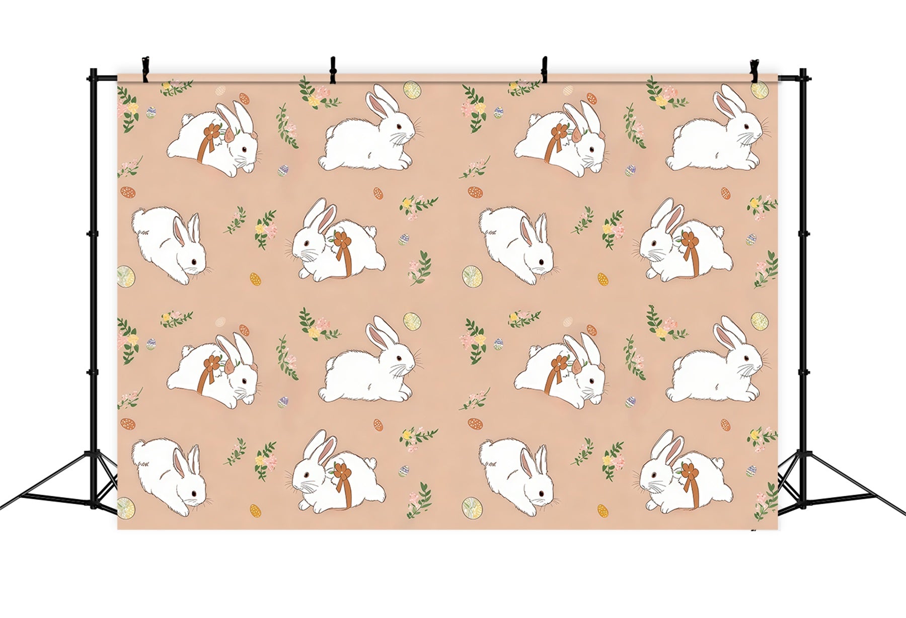 Easter Bunny Photo Backdrop Gentle Rabbit Floral Pattern Easter Backdrop Ideas CSH61-33