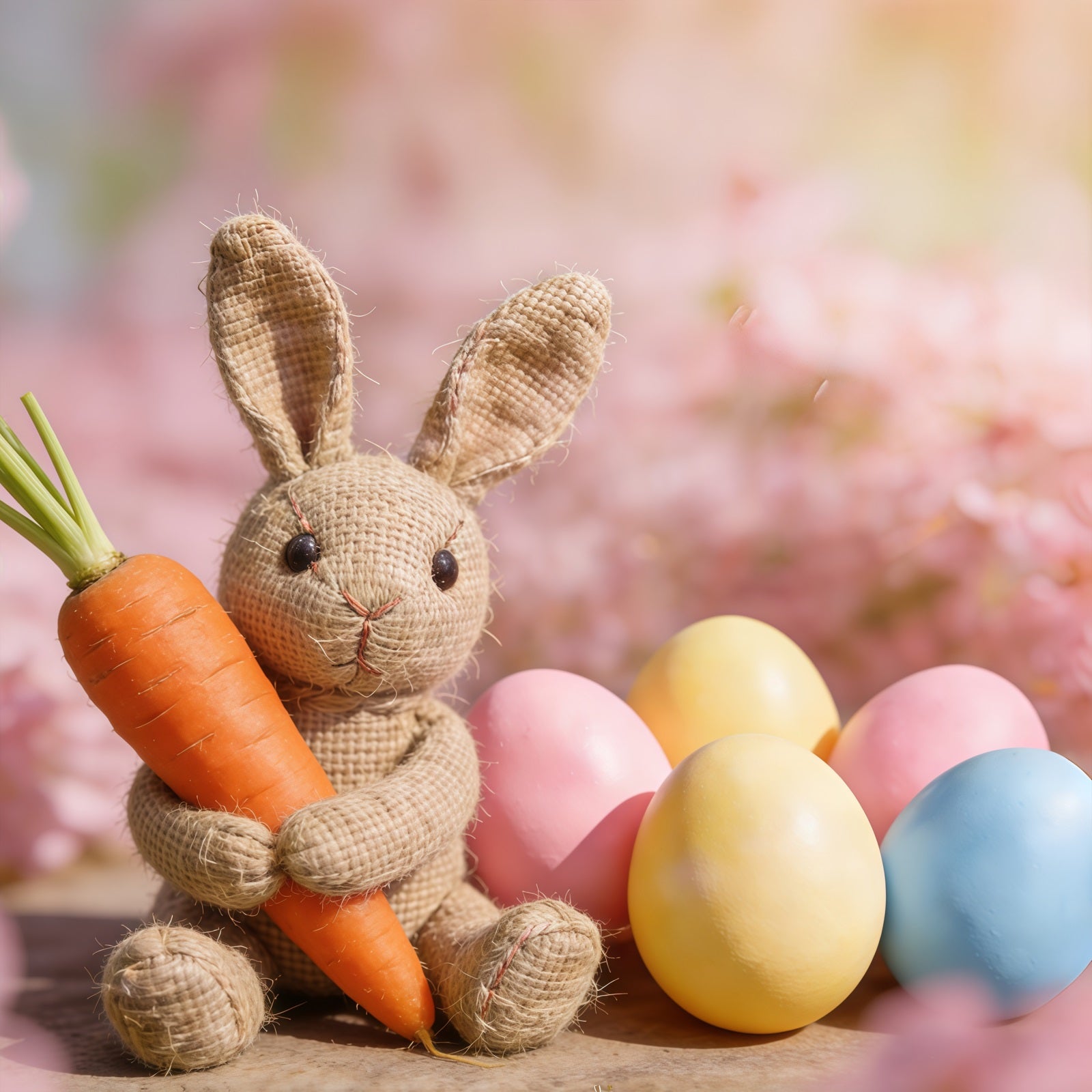 Easter Egg Backdrops Burlap Bunny Carrot Flowers Easter Backdrop Photography CSH61-45