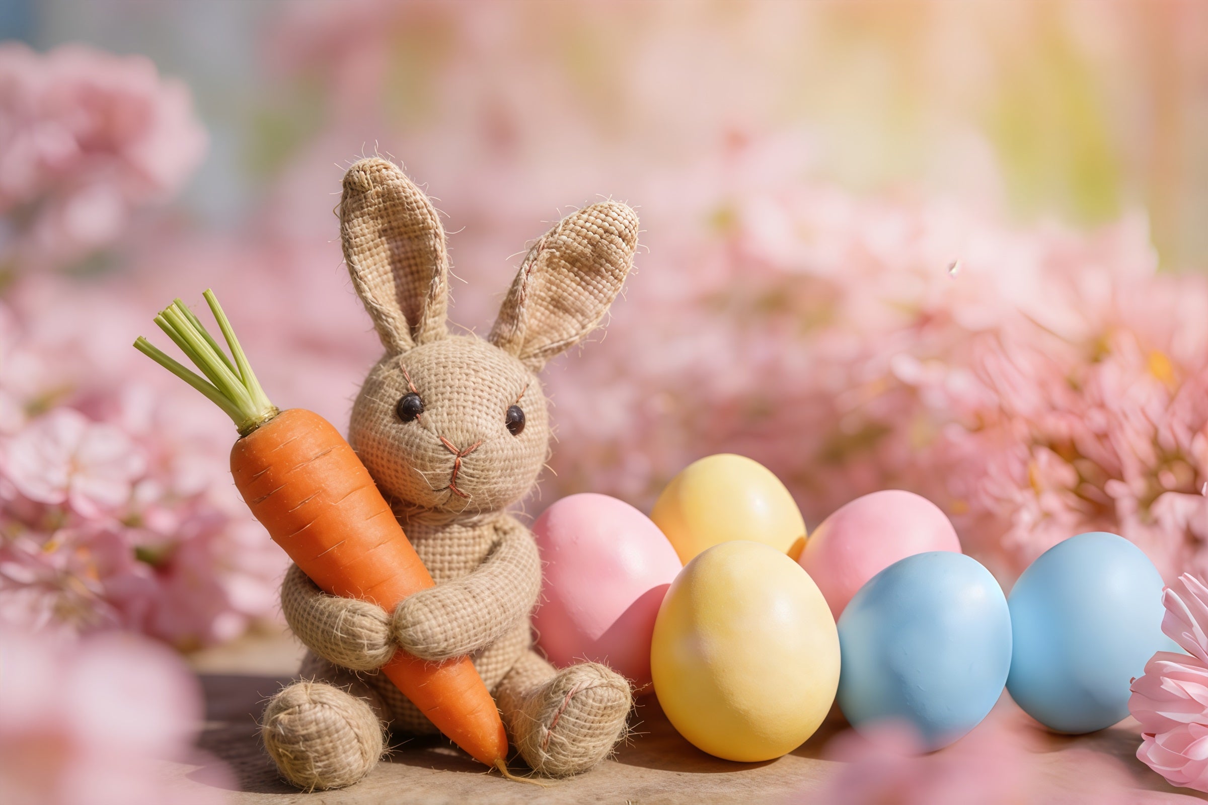 Easter Egg Backdrops Burlap Bunny Carrot Flowers Easter Backdrop Photography CSH61-45