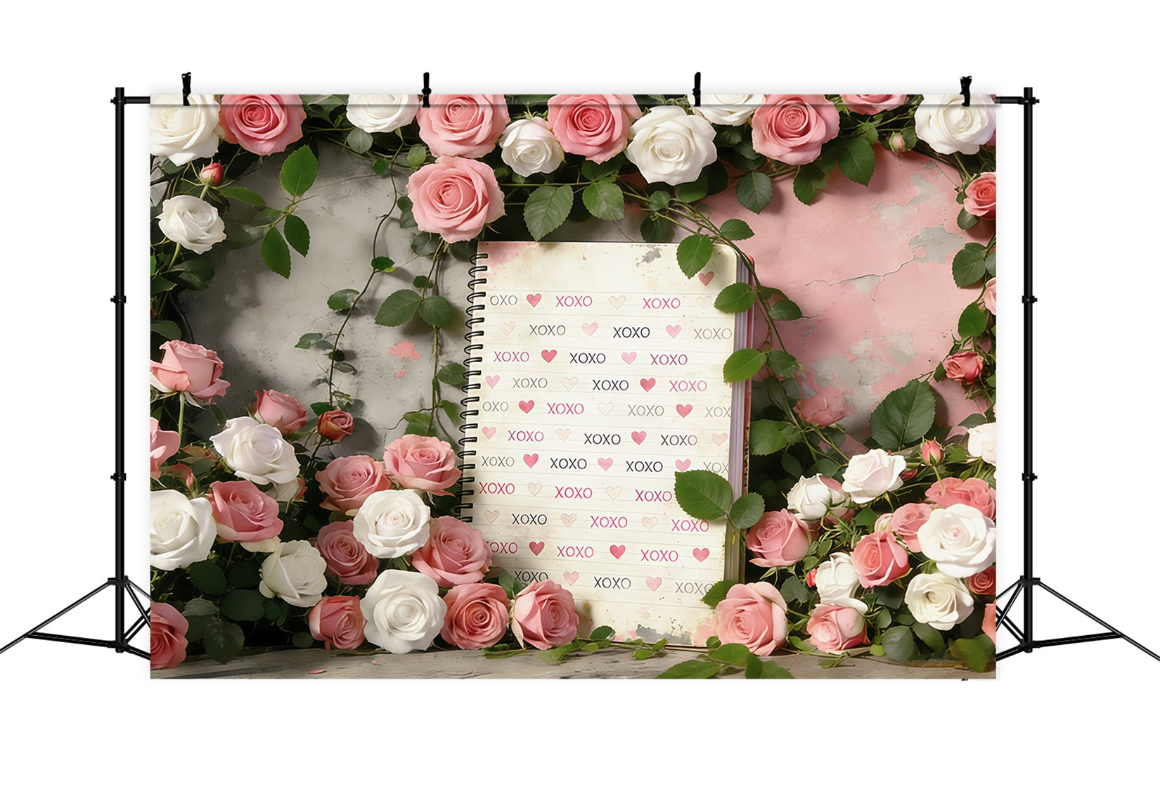 XOXO Backdrop Romantic Rose Vintage Garden Valentine's Day Backdrop CSH61-97