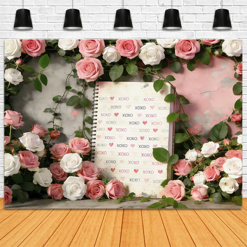XOXO Backdrop Romantic Rose Vintage Garden Valentine's Day Backdrop CSH61-97