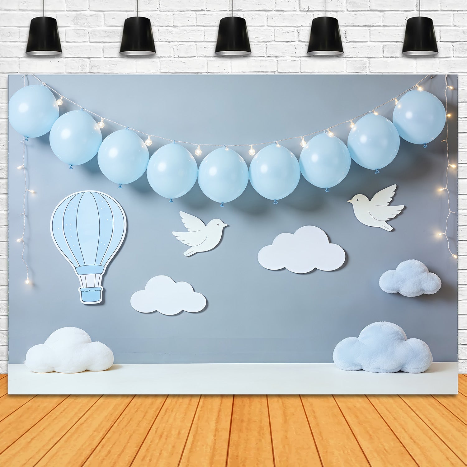 Cloud Backdrop Blue Balloon Bird Clouds Newborn Photography Backdrops CSH62-111