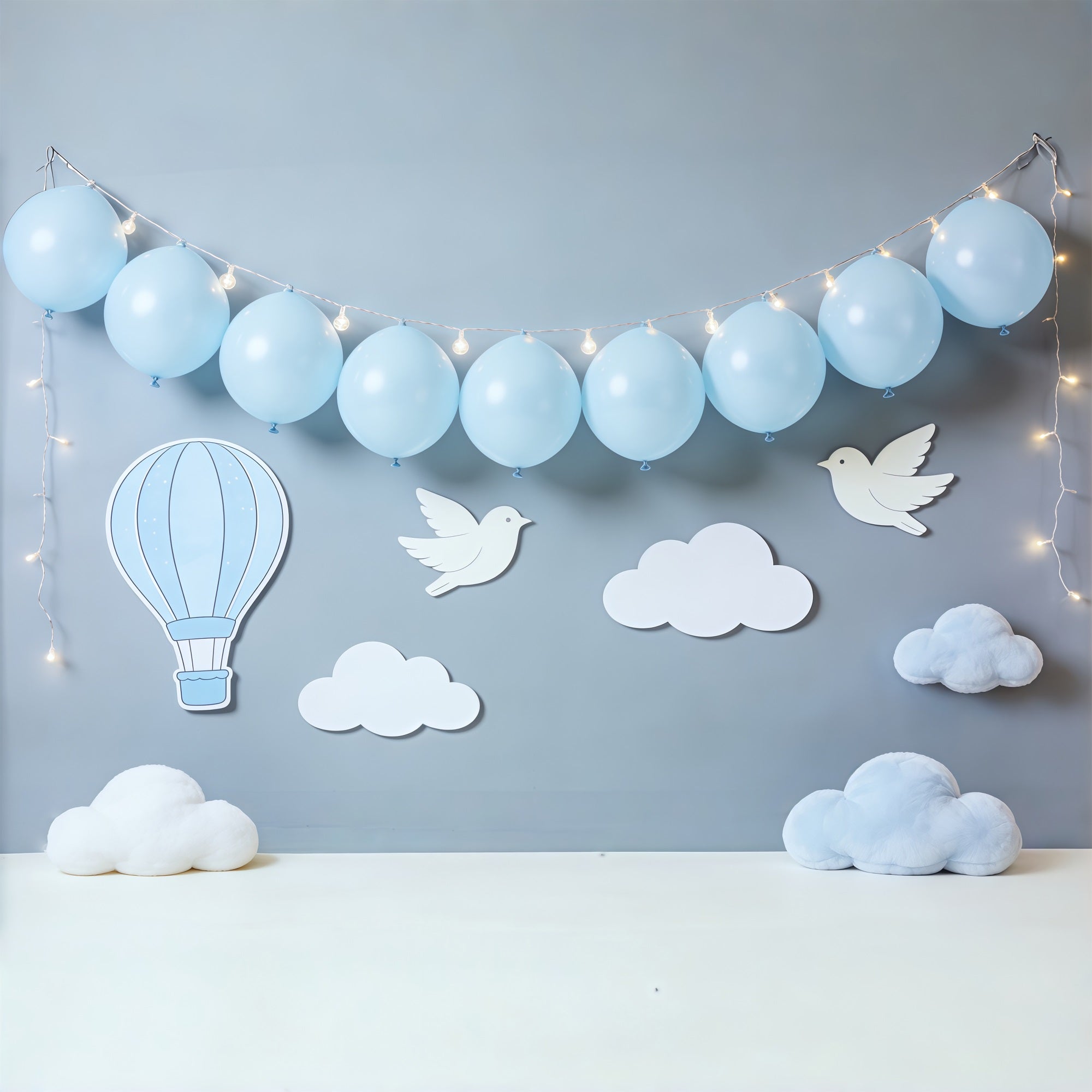 Cloud Backdrop Blue Balloon Bird Clouds Newborn Photography Backdrops CSH62-111