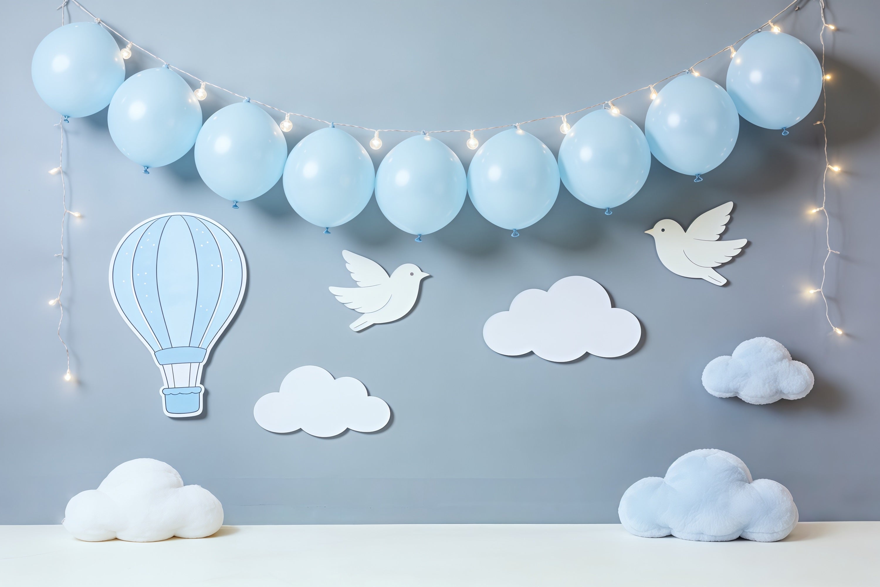 Cloud Backdrop Blue Balloon Bird Clouds Newborn Photography Backdrops CSH62-111