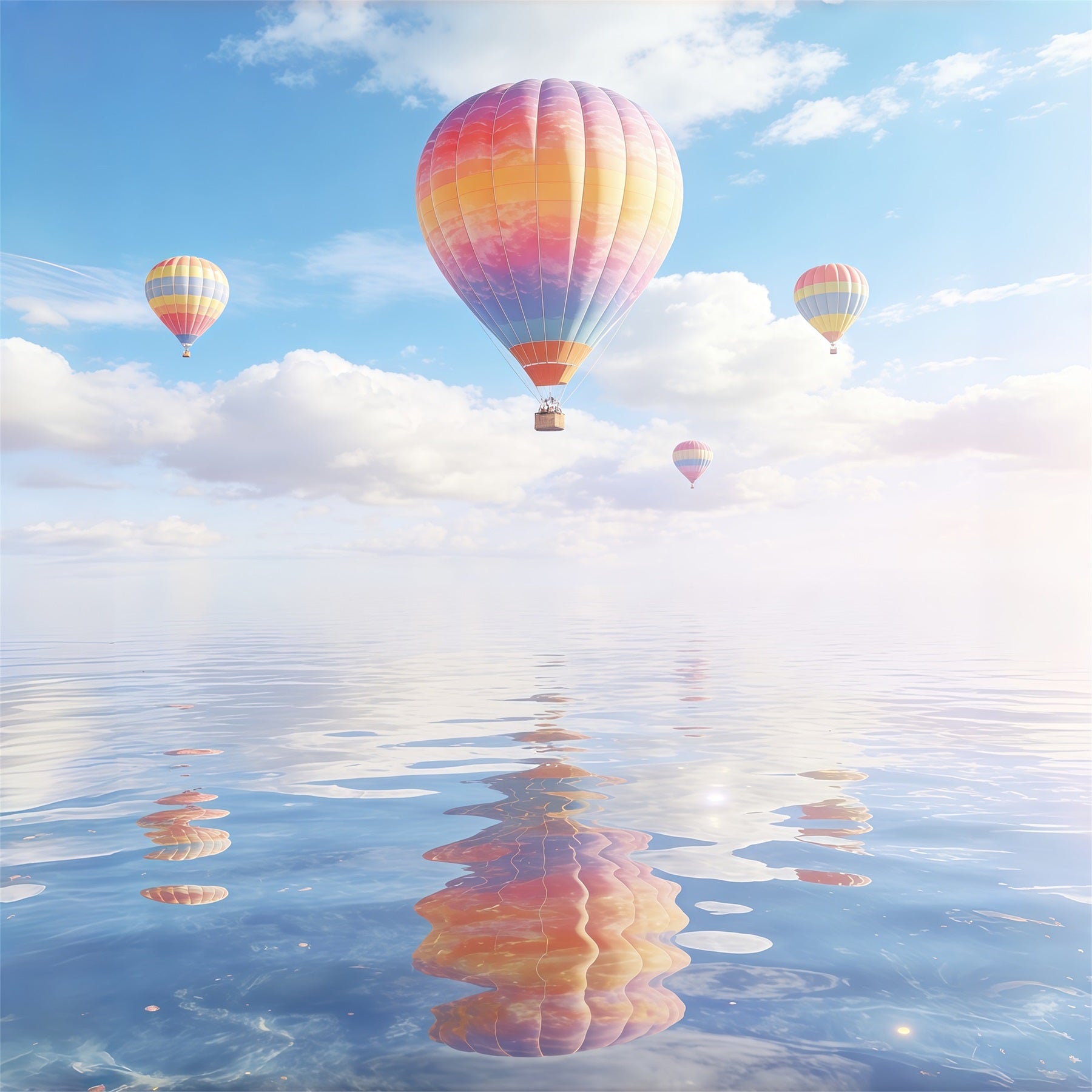 Clouds Backdrop Pastel Balloon Water Reflection Sky Blue Backdrop CSH62-112