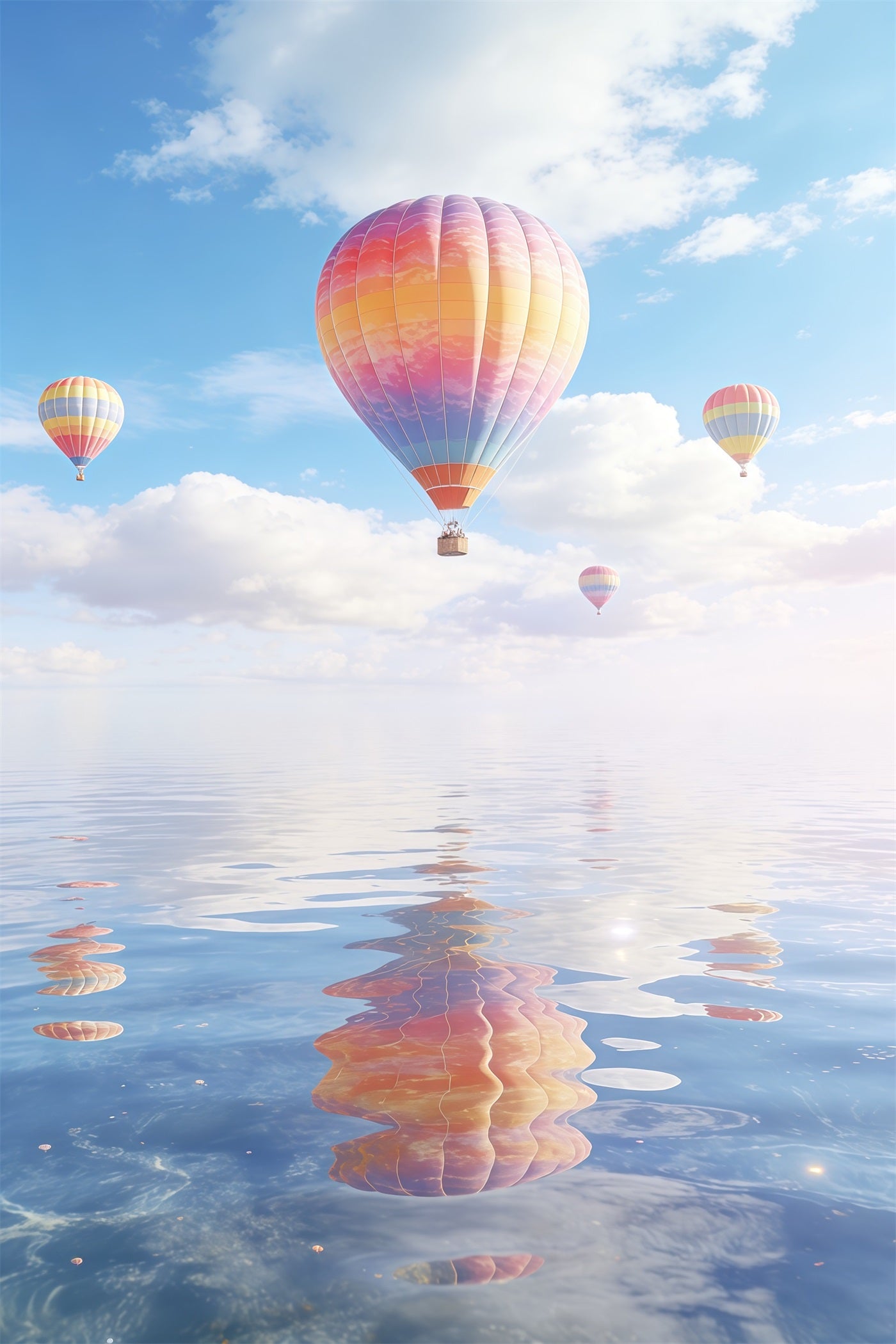 Clouds Backdrop Pastel Balloon Water Reflection Sky Blue Backdrop CSH62-112