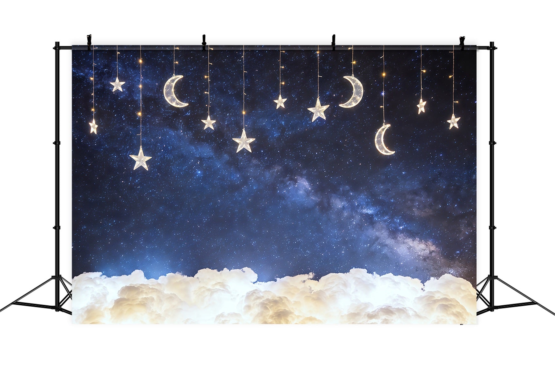 Night Sky Photo Backdrop Glowing Stars Moon Galaxy Cloud Backdrop Photography CSH62-113