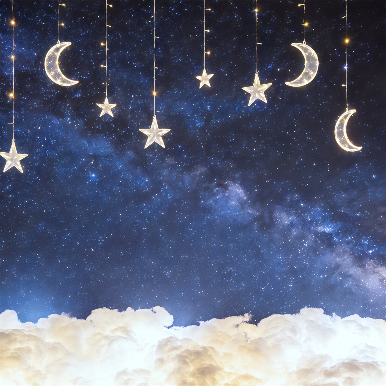 Night Sky Photo Backdrop Glowing Stars Moon Galaxy Cloud Backdrop Photography CSH62-113