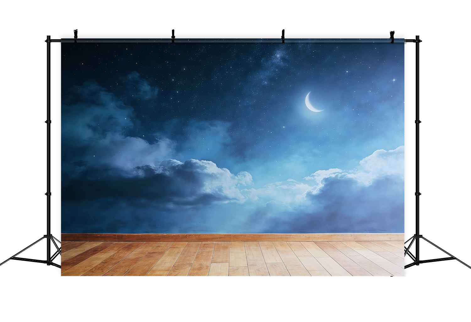 Cloud Photo Backdrop Crescent Star Moon Floor Blue Sky Backdrop CSH62-114