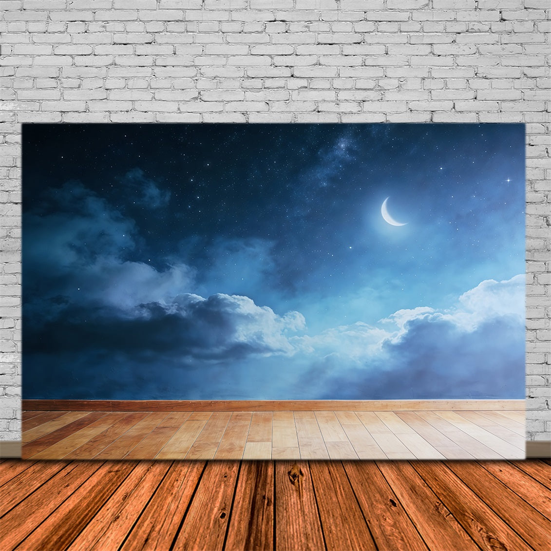 Cloud Photo Backdrop Crescent Star Moon Floor Blue Sky Backdrop CSH62-114