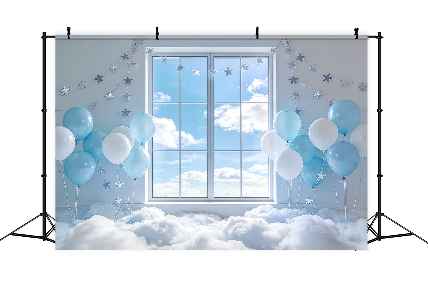 Cloud Backdrops Star Balloon Window Sky Kids Photography Backdrop CSH62-115