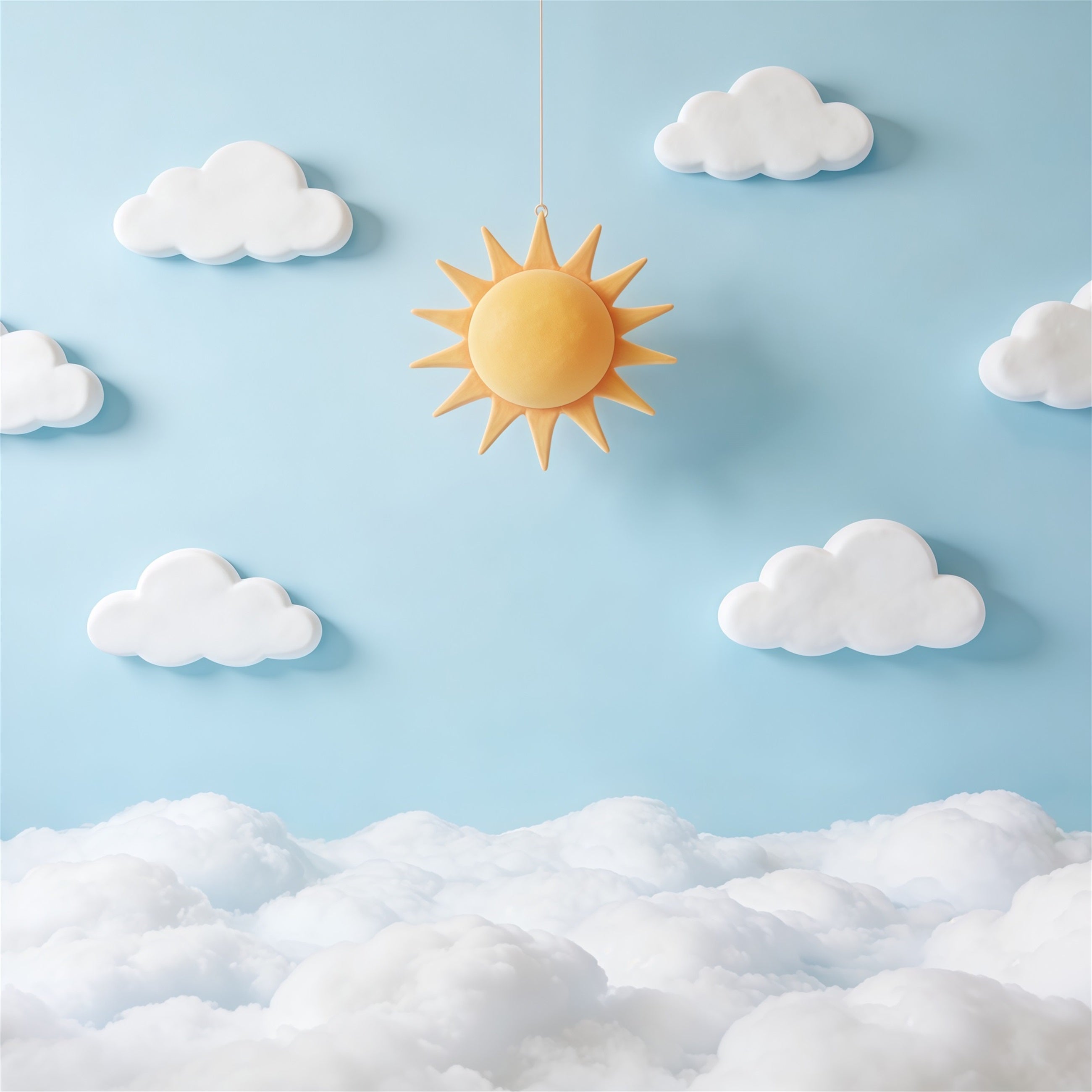 Clouds Photo Backdrop Sun Cutout Blue Sky Newborn Backdrop CSH62-117