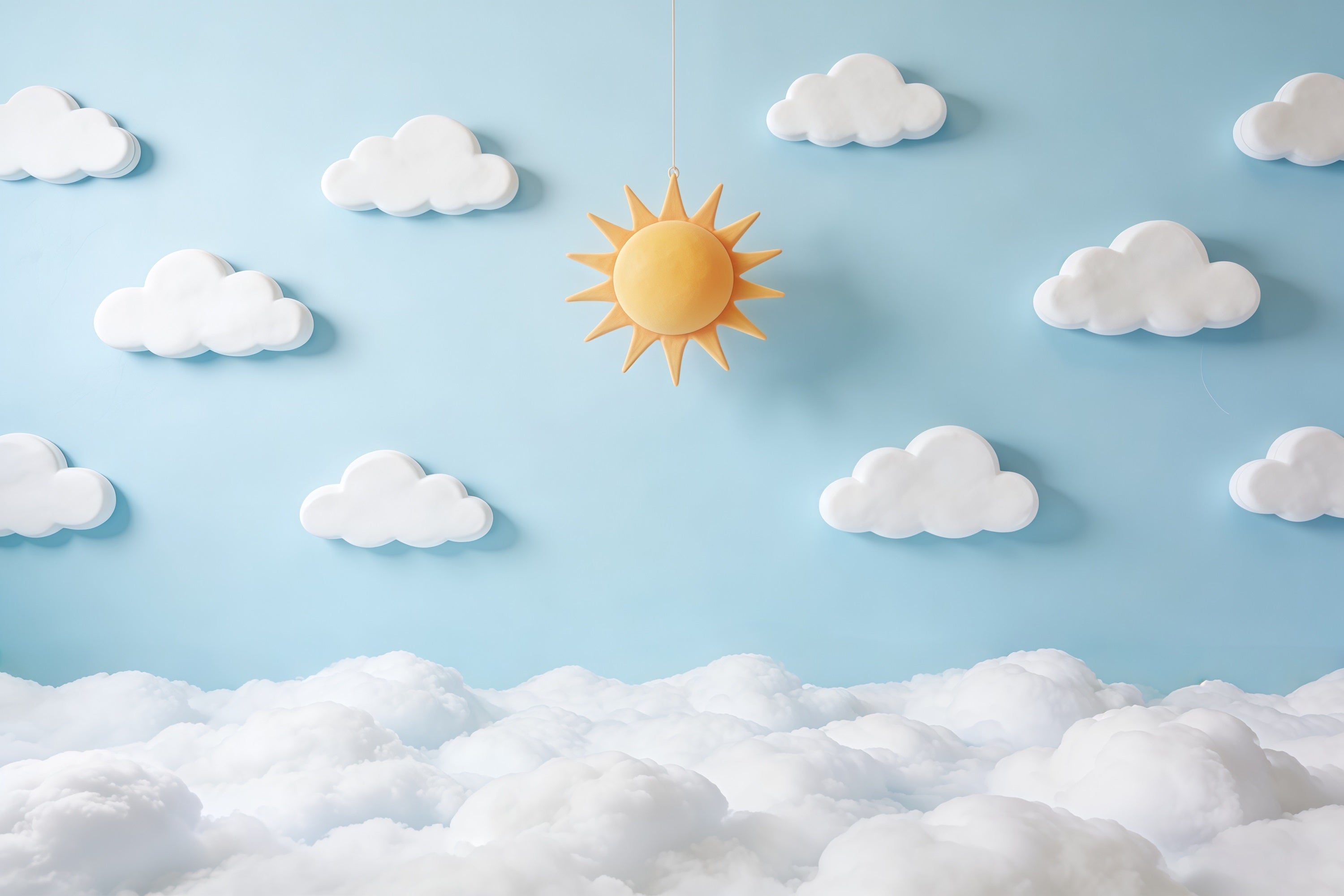 Clouds Photo Backdrop Sun Cutout Blue Sky Newborn Backdrop CSH62-117