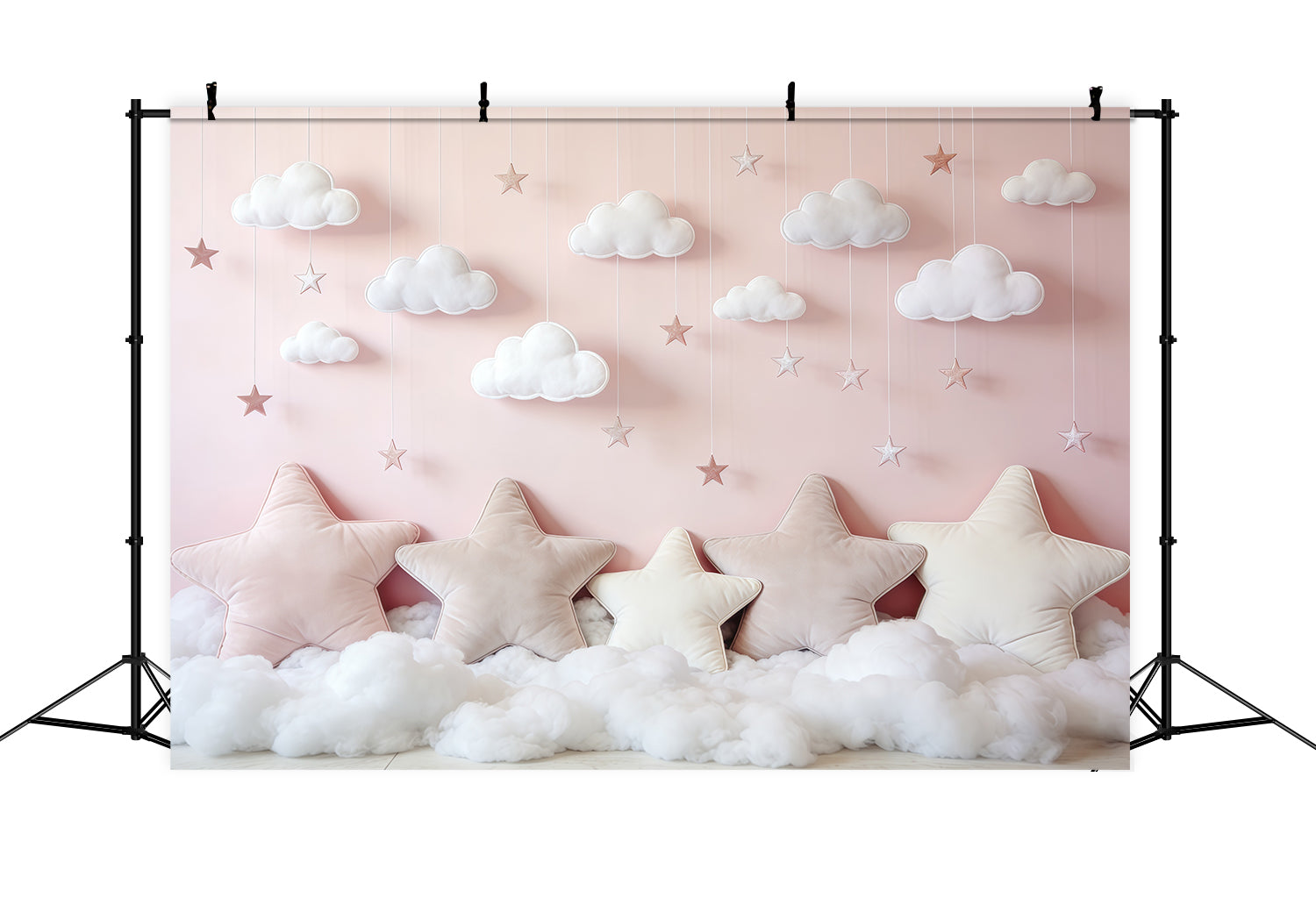Clouds Photography Backdrop Pink Star Cloud Pillows Newborn Backdrop CSH62-120