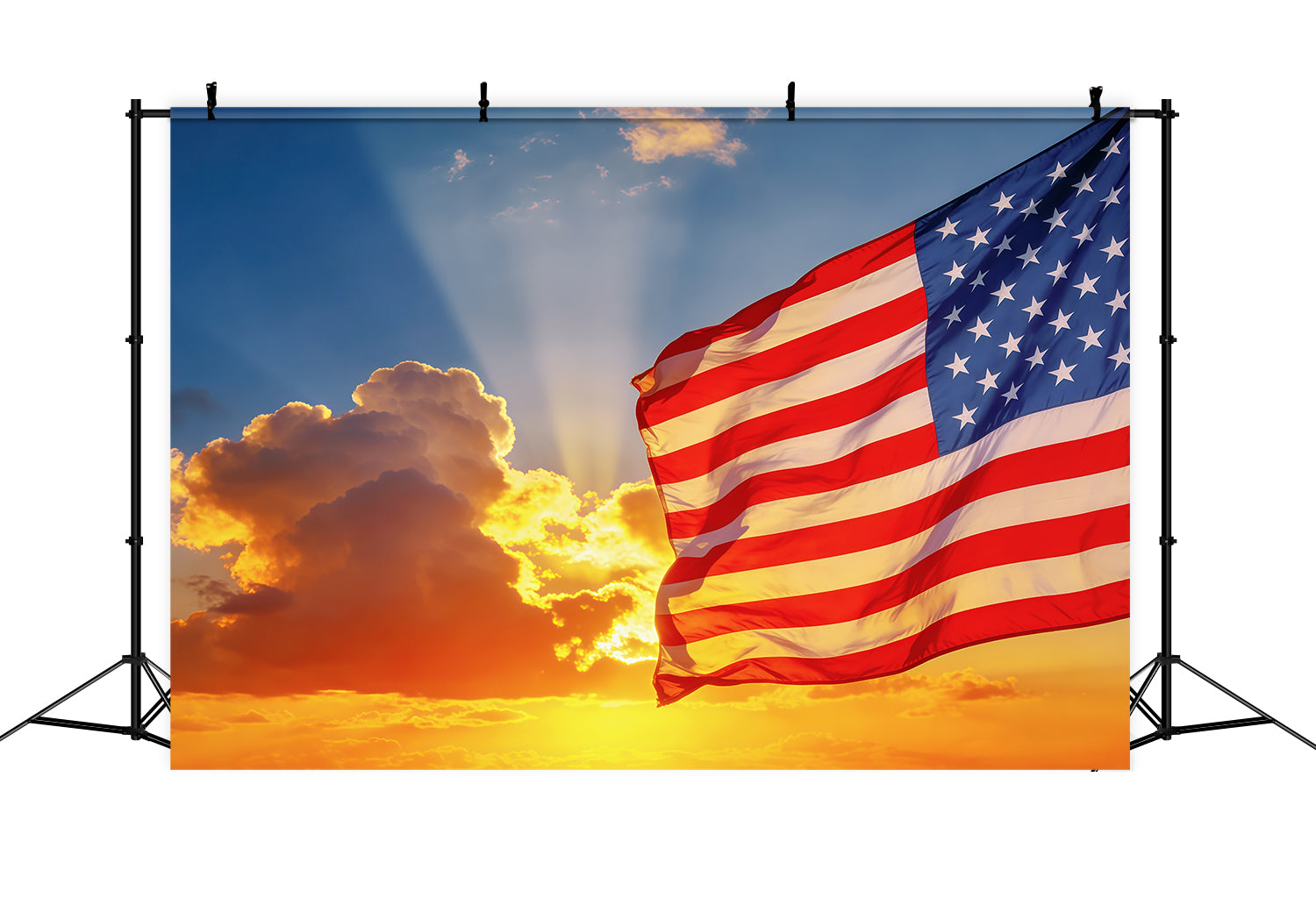 Sky Clouds Backdrop Sunset American Flag Sky Independence Day Backdrop CSH62-121