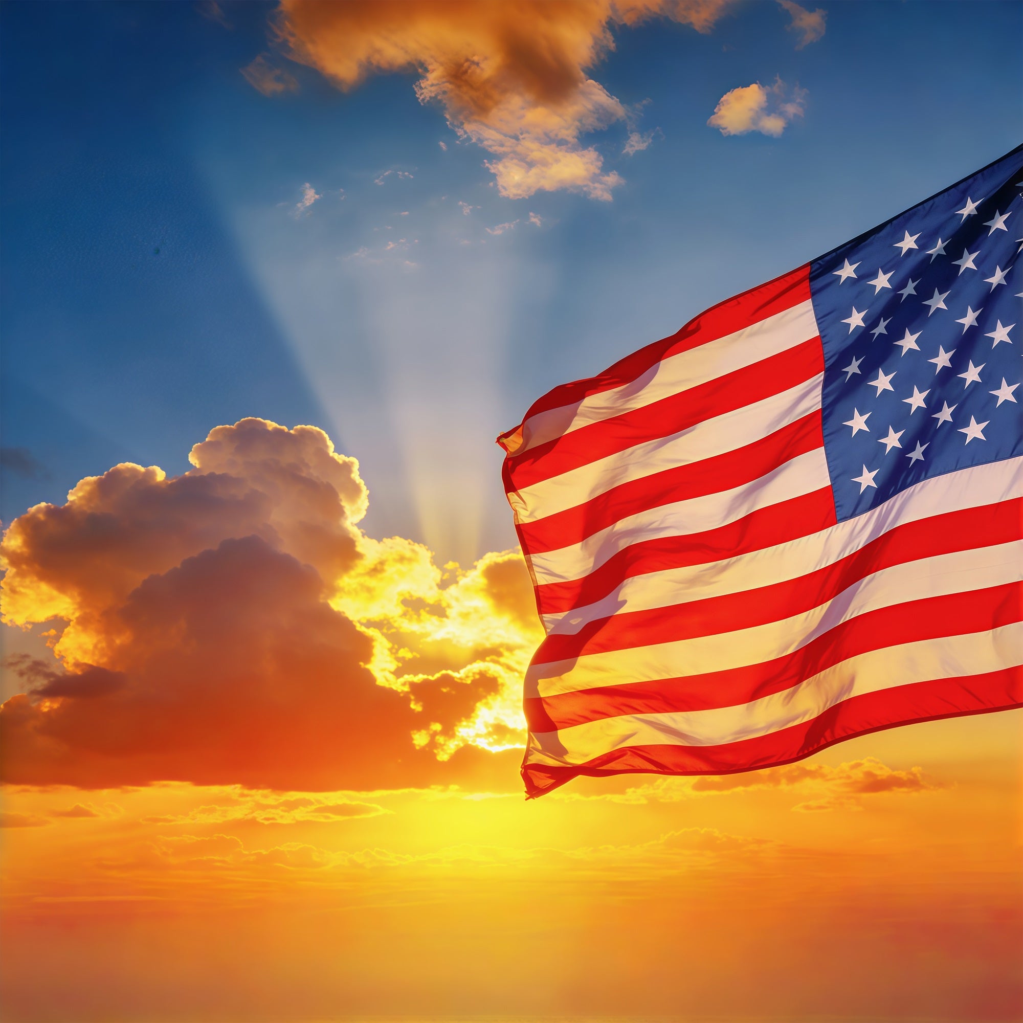 Sky Clouds Backdrop Sunset American Flag Sky Independence Day Backdrop CSH62-121