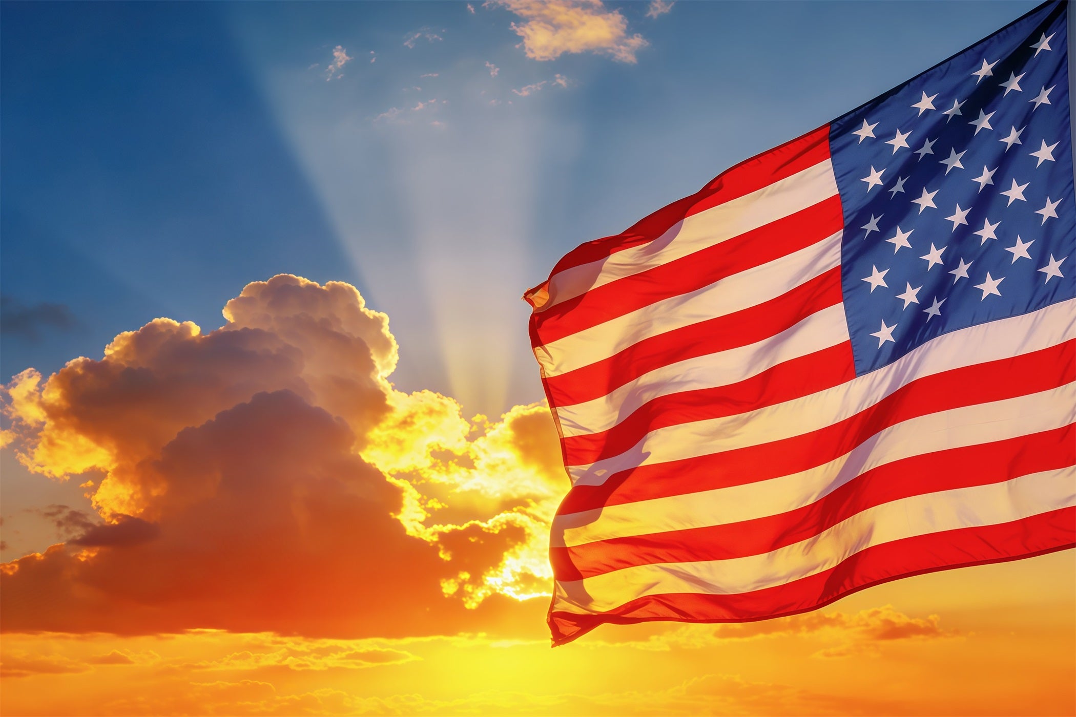 Sky Clouds Backdrop Sunset American Flag Sky Independence Day Backdrop CSH62-121