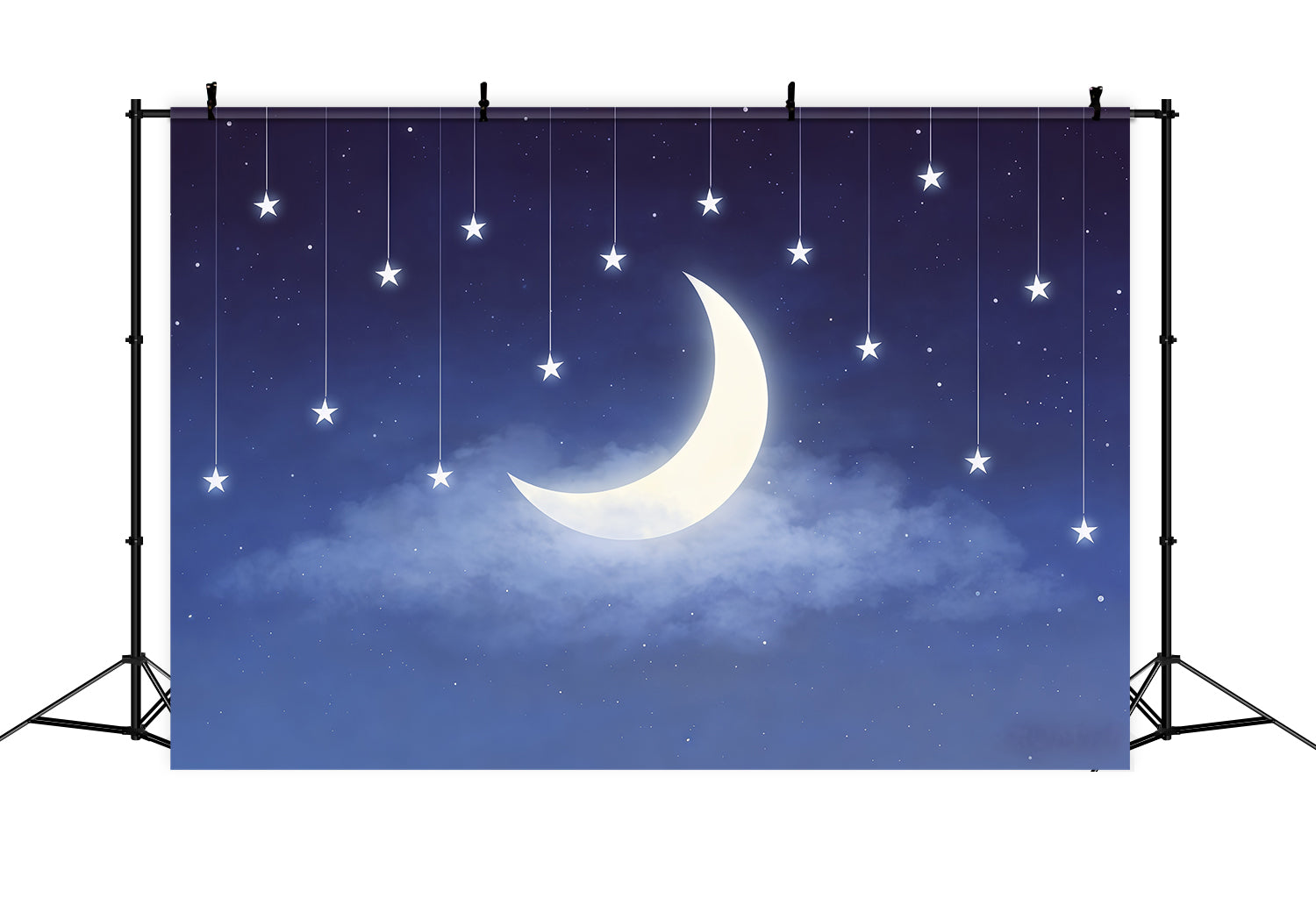 Night Sky Backdrop Crescent Star Garland Sky Cloud Photo Backdrop CSH62-123