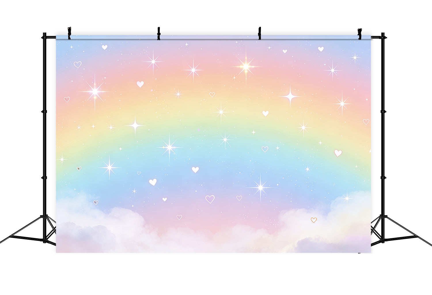 Starry Sky Backdrop Pastel Rainbow Heart Sparkles Kids Photography Backdrop CSH62-124
