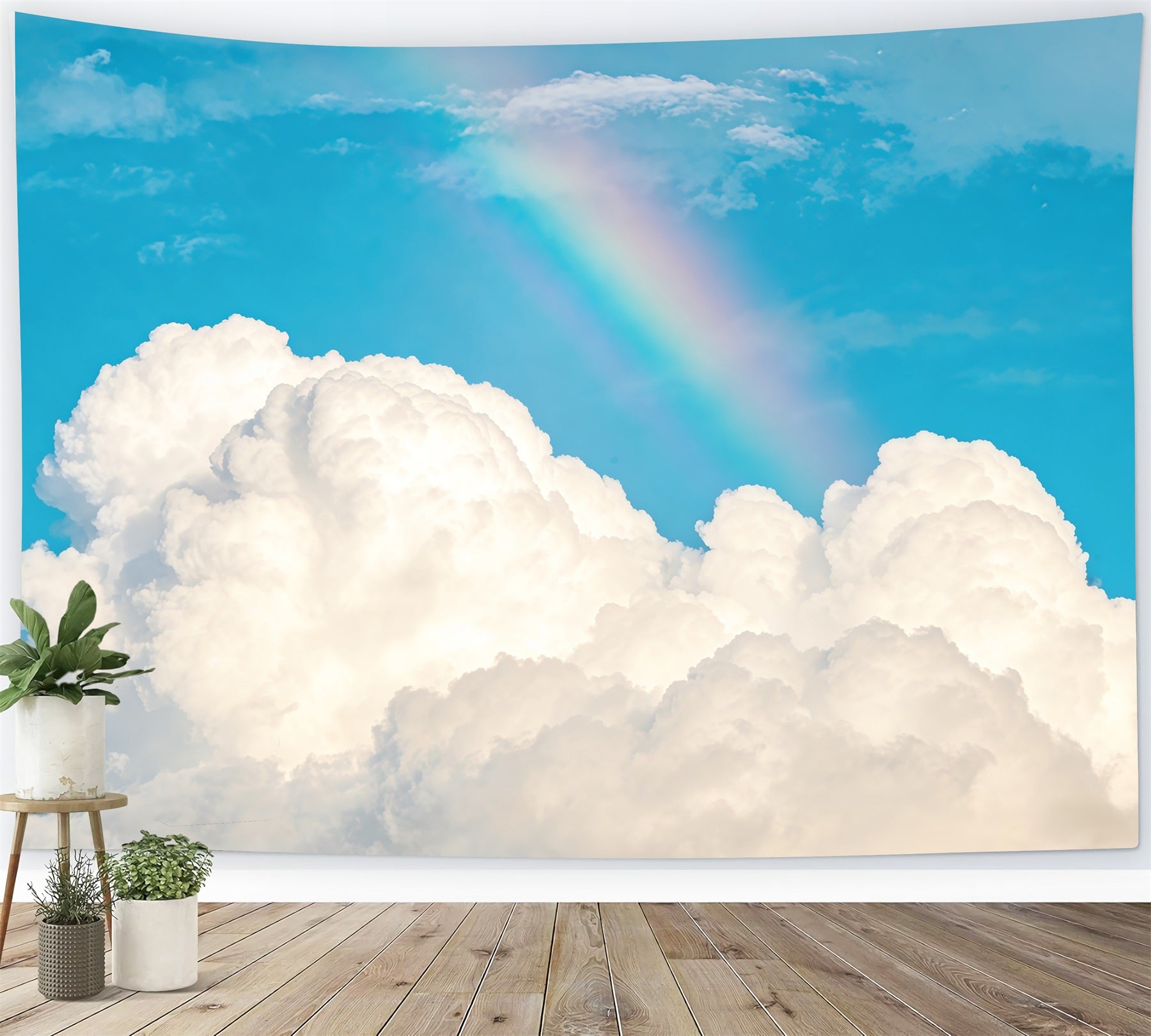Blue Sky Photo Backdrop Rainbow Fluffy Clouds Sky Cloud Backdrop Photoshoot CSH62-130