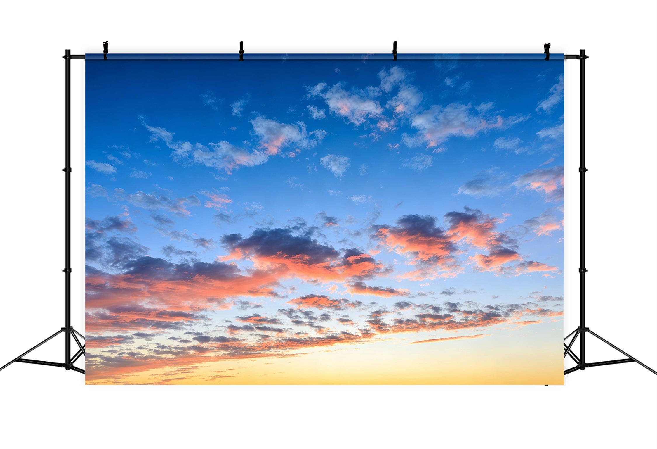 Blue Sky With Clouds Backdrop Sunset Orange Glow Sky Backdrops CSH62-134