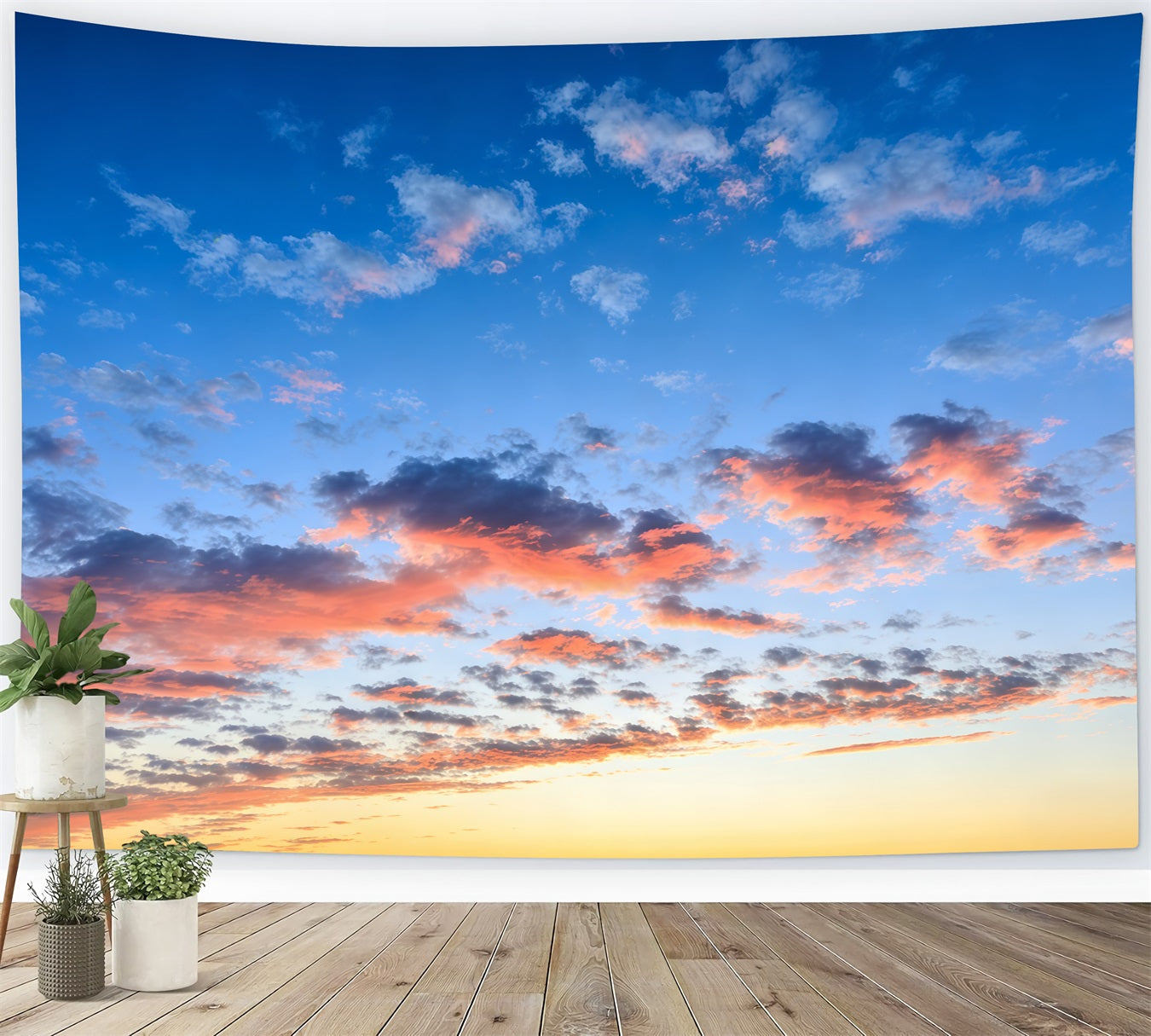 Blue Sky With Clouds Backdrop Sunset Orange Glow Sky Backdrops CSH62-134