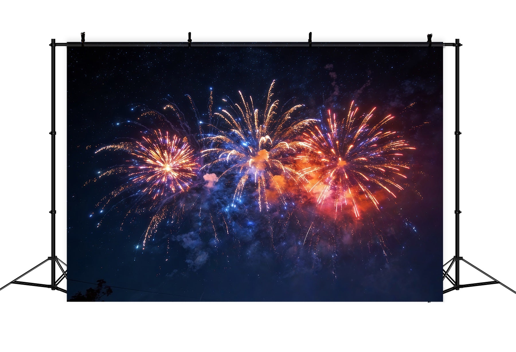 Sky Backdrop Colorful Fireworks Night Sky Firework Backdrop CSH62-136