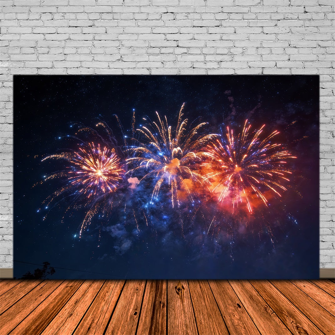 Sky Backdrop Colorful Fireworks Night Sky Firework Backdrop CSH62-136