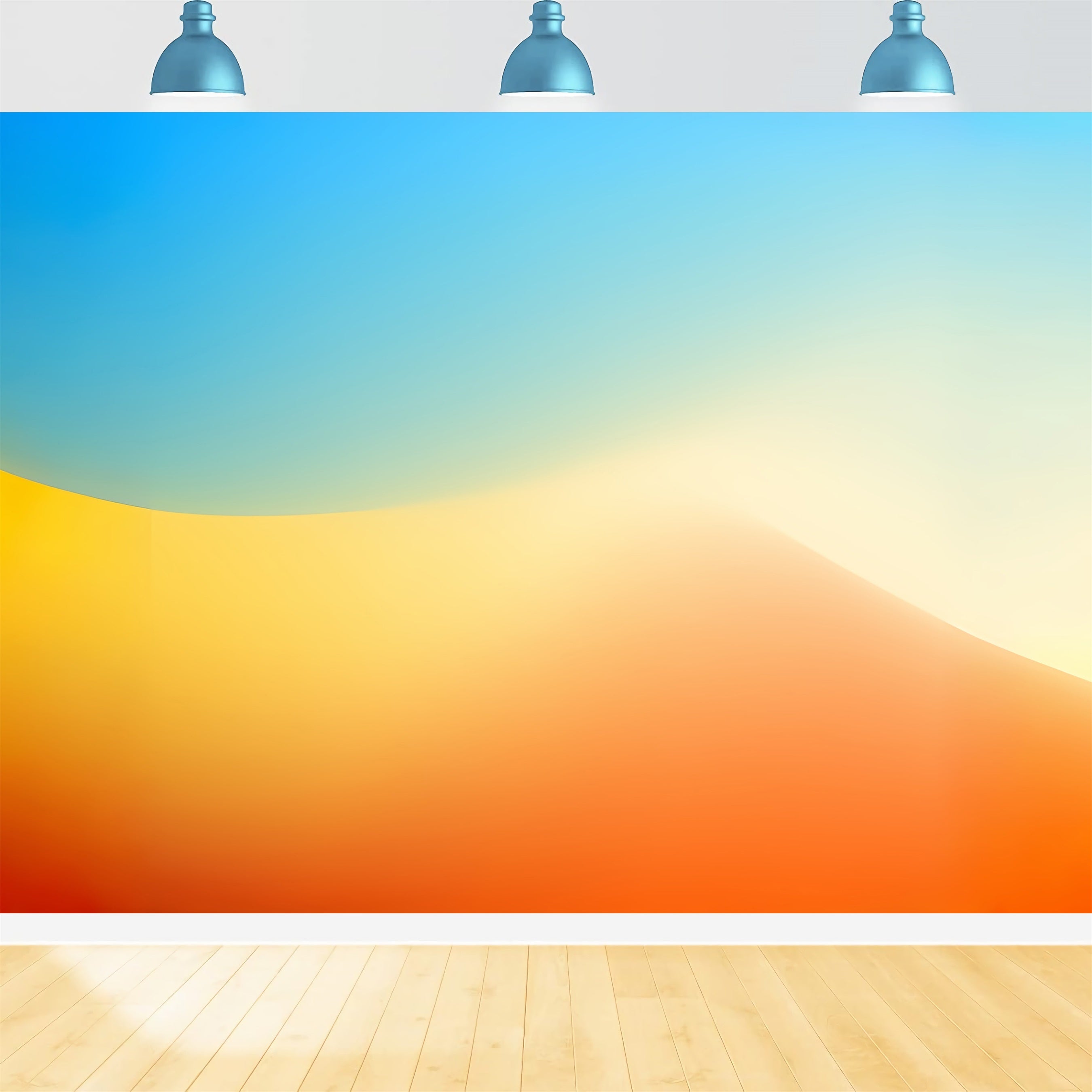 Gradient Photo Backdrop Sky Blue Amber Yellow Waves Backdrop For Headshot CSH62-41