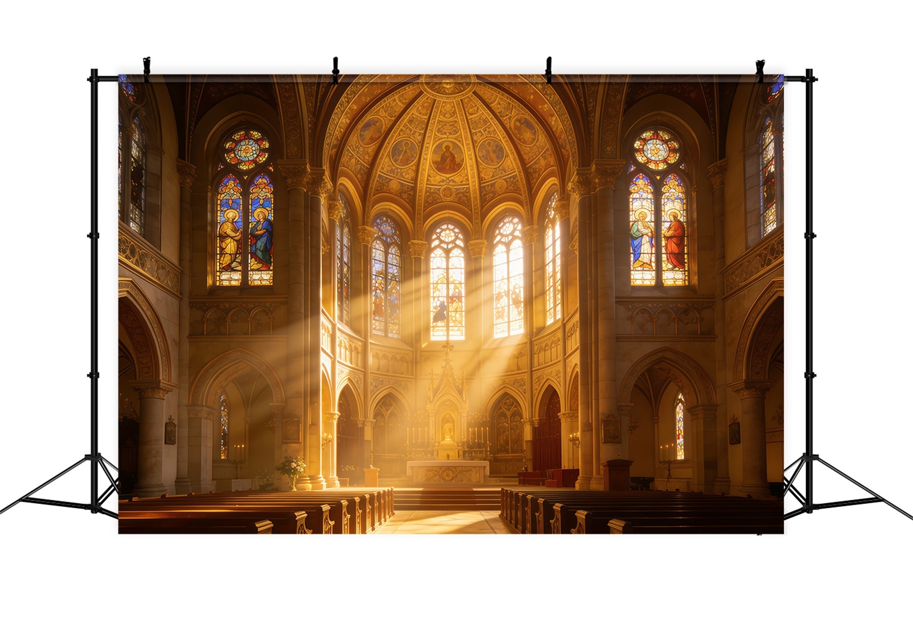 Stained Glass Backdrop Church Stained Glass Rays Easter 2026 Backdrop CSH62-64