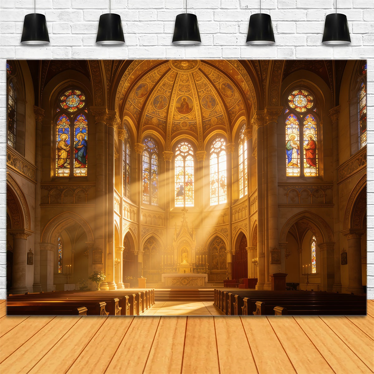 Stained Glass Backdrop Church Stained Glass Rays Easter 2026 Backdrop CSH62-64