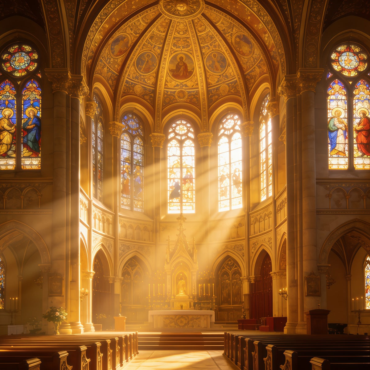 Stained Glass Backdrop Church Stained Glass Rays Easter 2026 Backdrop CSH62-64