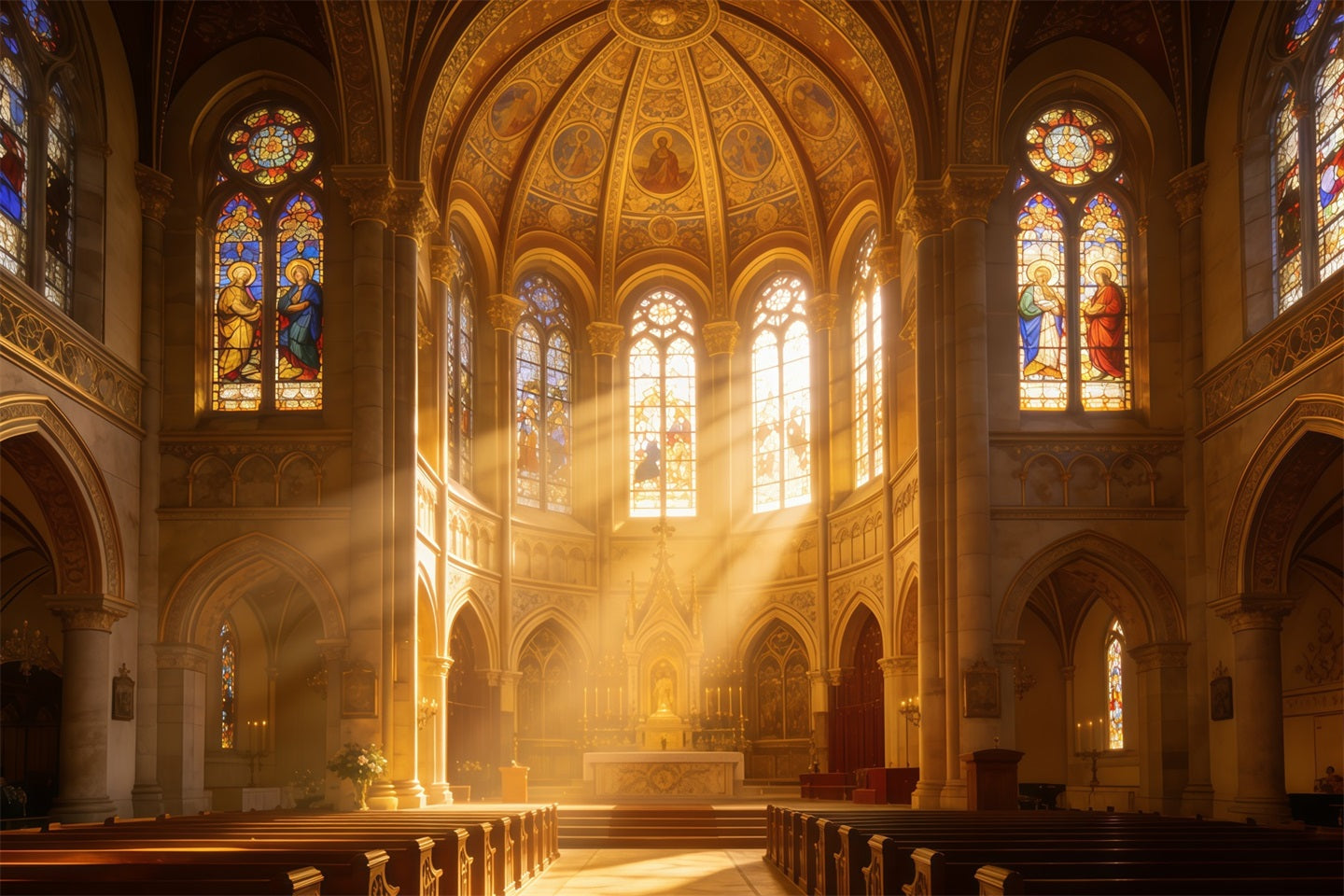 Stained Glass Backdrop Church Stained Glass Rays Easter 2026 Backdrop CSH62-64