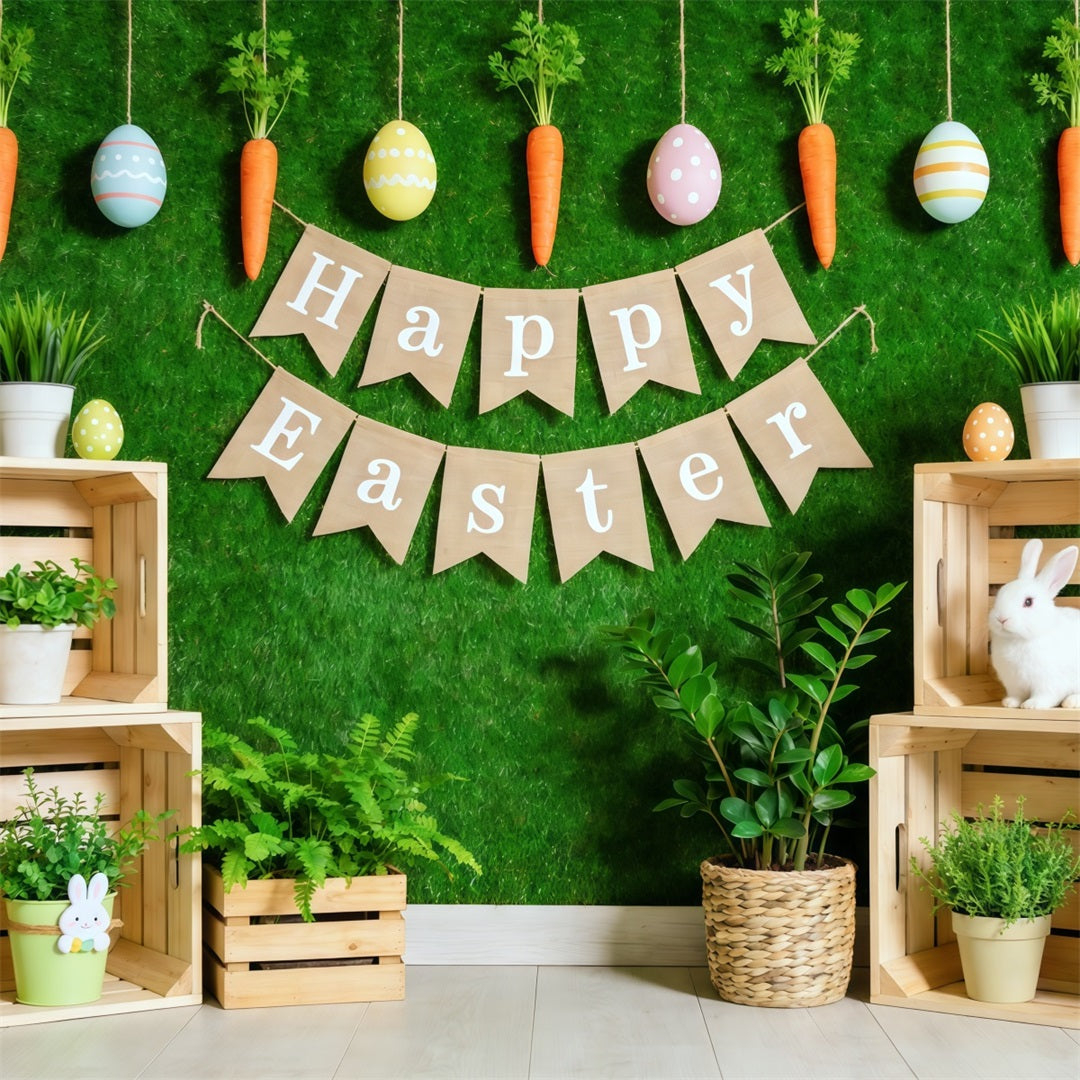 Happy Easter Backdrop Banner Decor Bunny Crates Easter Backdrop Backdrops CSH62-84