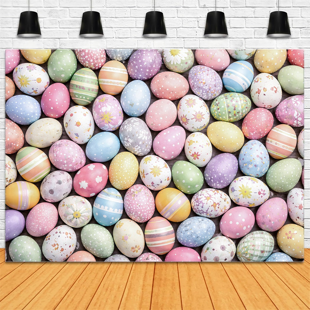 Easter Egg Backdrop Colorful Painted Eggs Pattern Easter Photo Backdrop Ideas CSH63-10