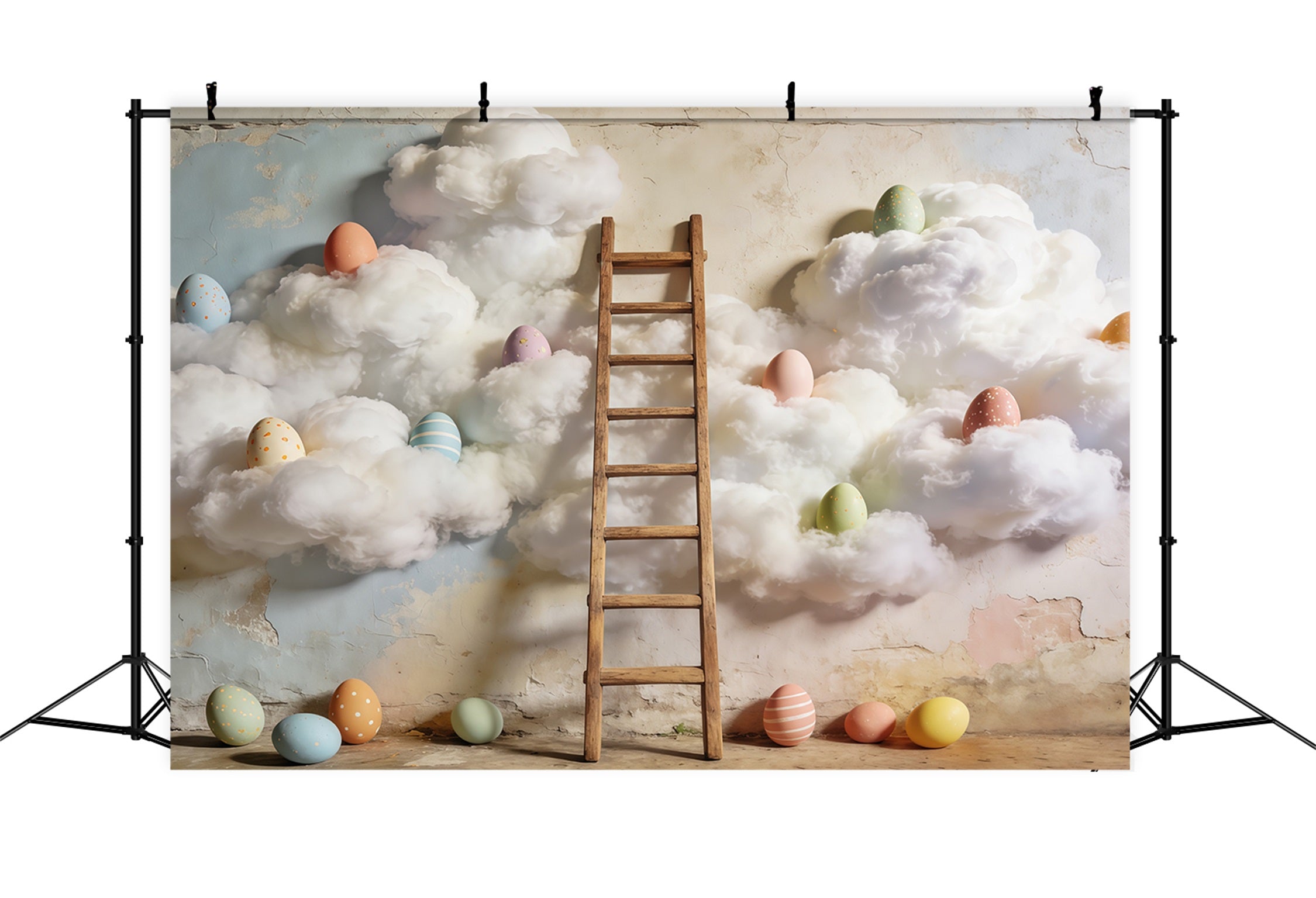 Easter Egg Backdrop Dream Cloud Wall Ladder Pastel Eggs Backdrop Easter CSH63-16