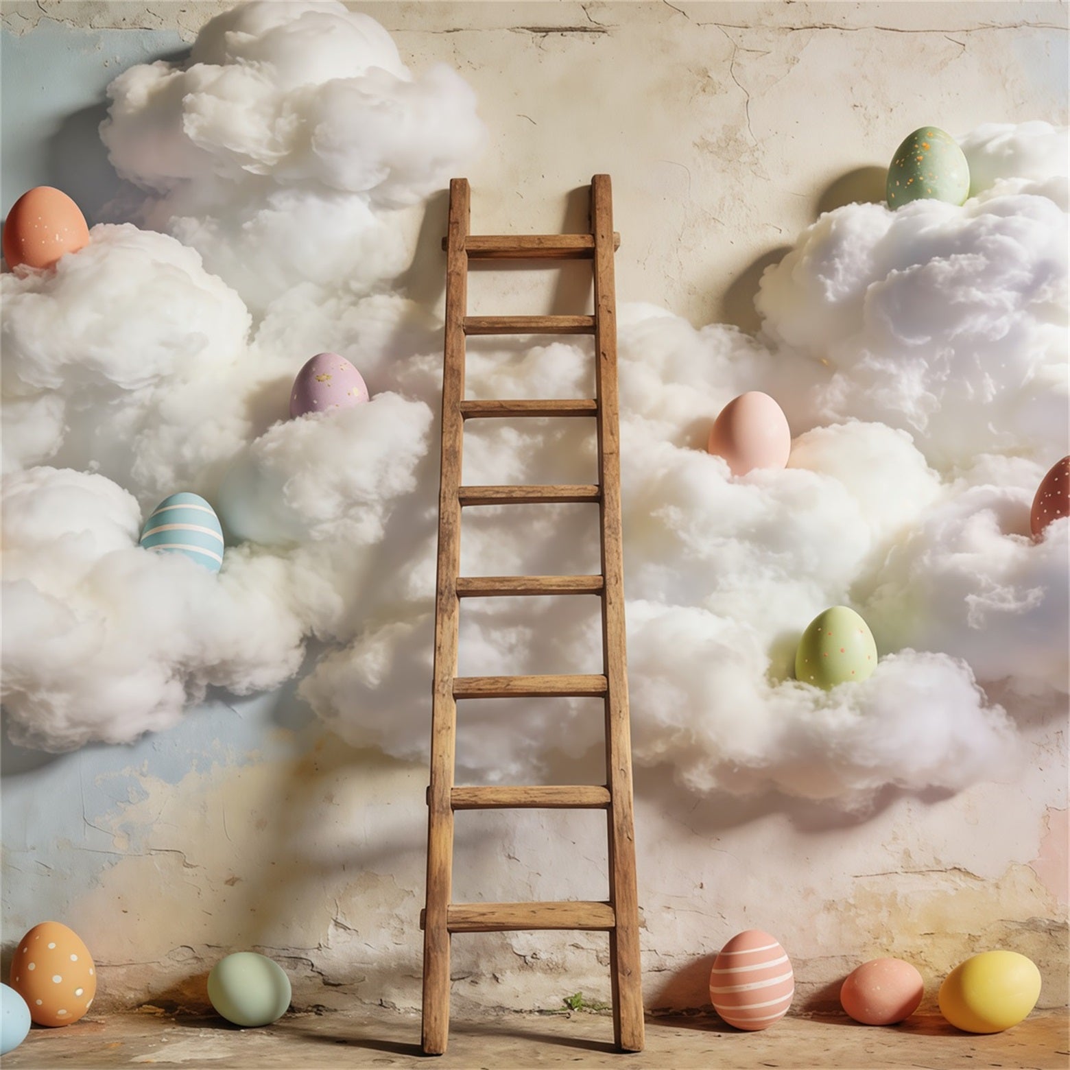 Easter Egg Backdrop Dream Cloud Wall Ladder Pastel Eggs Backdrop Easter CSH63-16