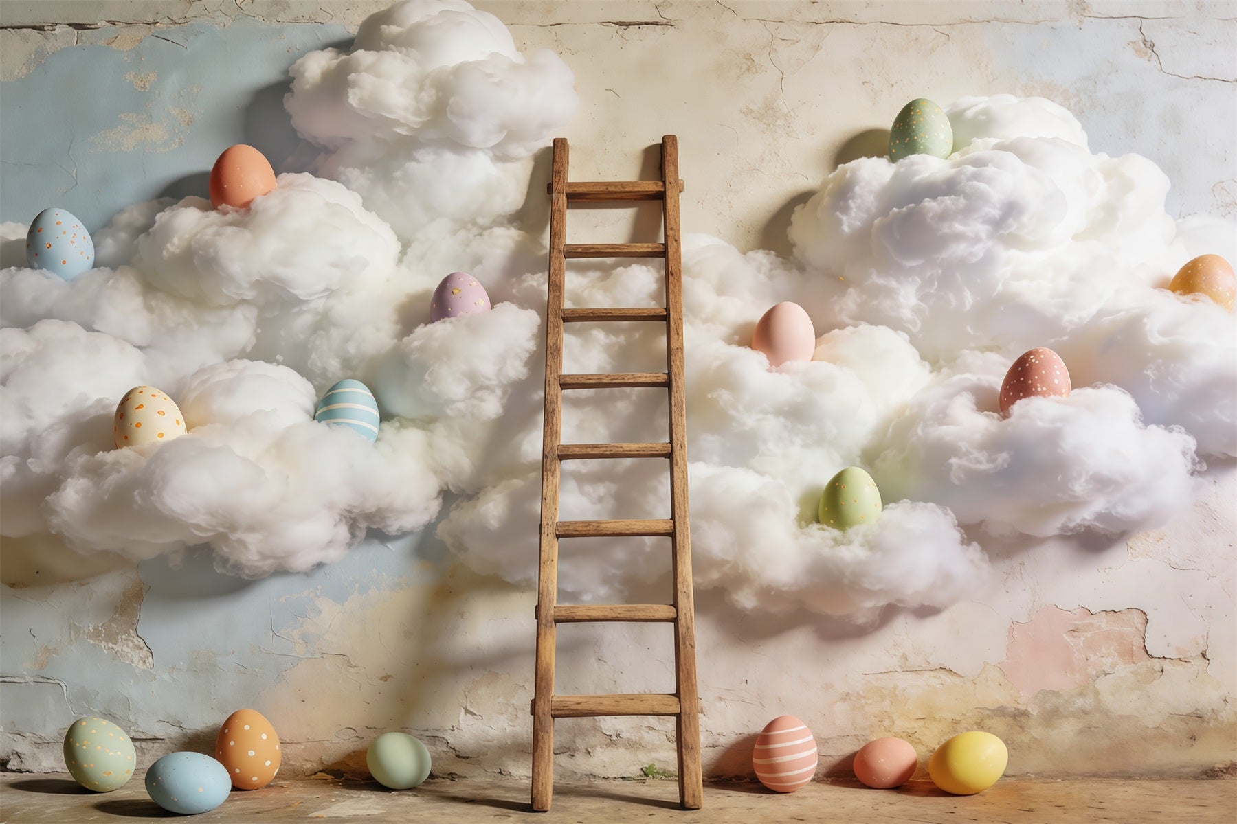 Easter Egg Backdrop Dream Cloud Wall Ladder Pastel Eggs Backdrop Easter CSH63-16