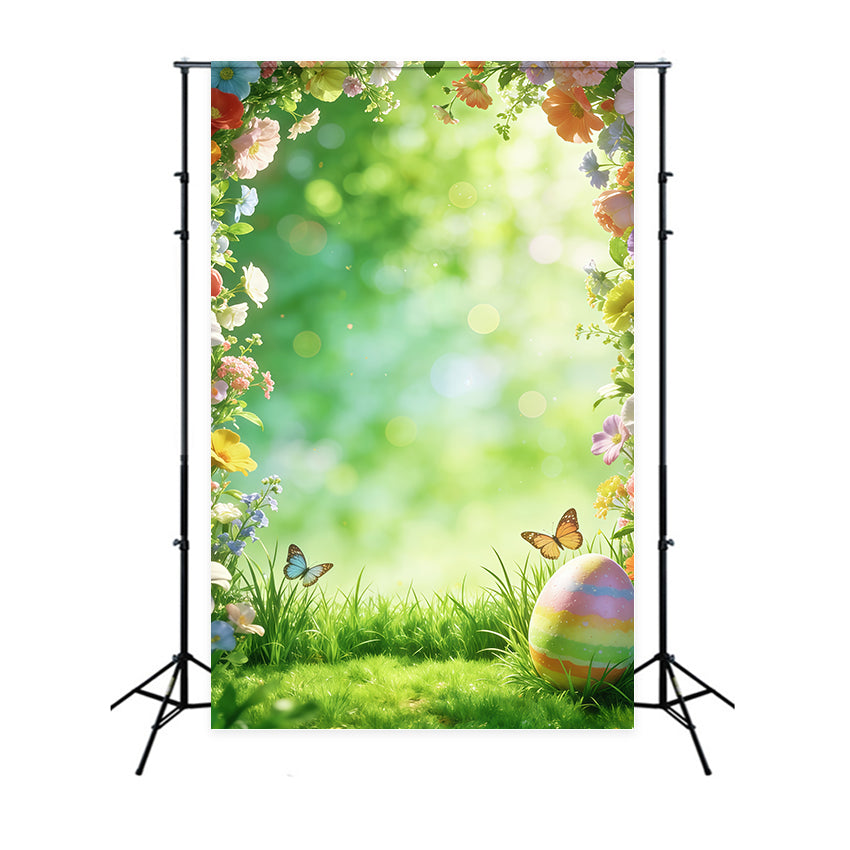 Easter Natural Backdrop Spring Flowers Butterfly Egg Bokeh Backdrop For Easter CSH63-17