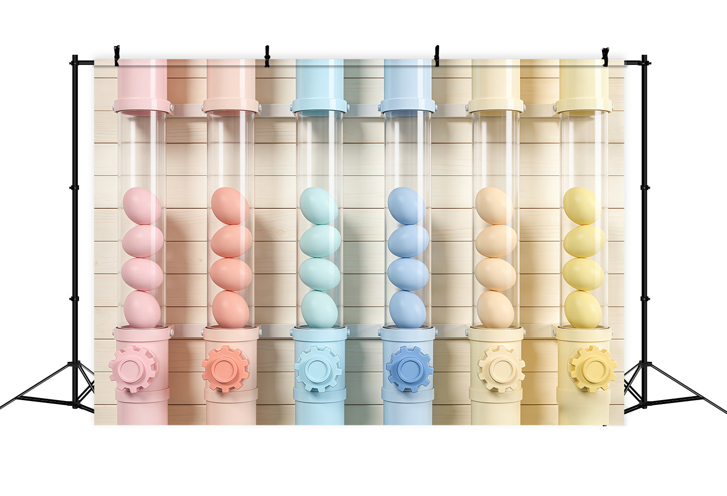 Happy Easter Backdrop Pastel Egg Tube Factory Display Photography Backdrops Easter CSH63-37