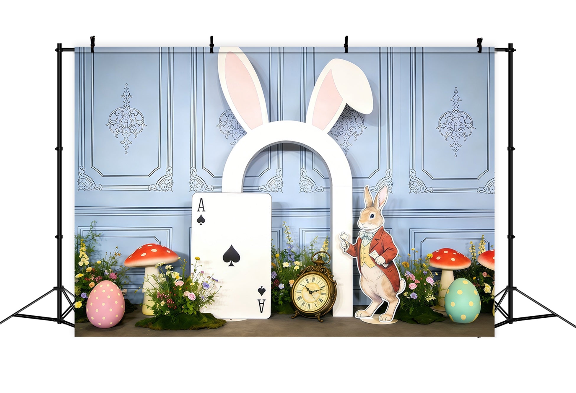 Easter Rabbit Backdrop Alice Wonderland Bunny Ear Door 10x10 Easter Backdrops CSH63-39