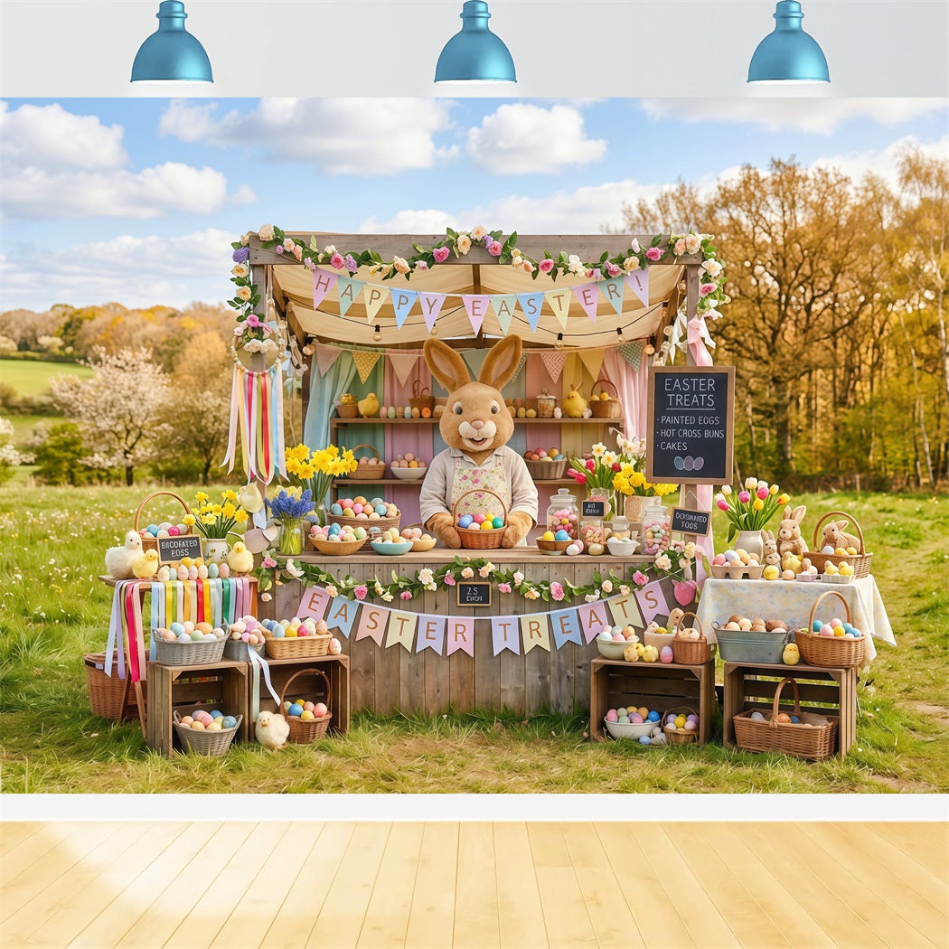 Marshmallow Chick Backdrop Spring Meadow Bunny Egg Stall Easter Backdrop Photo CSH63-41