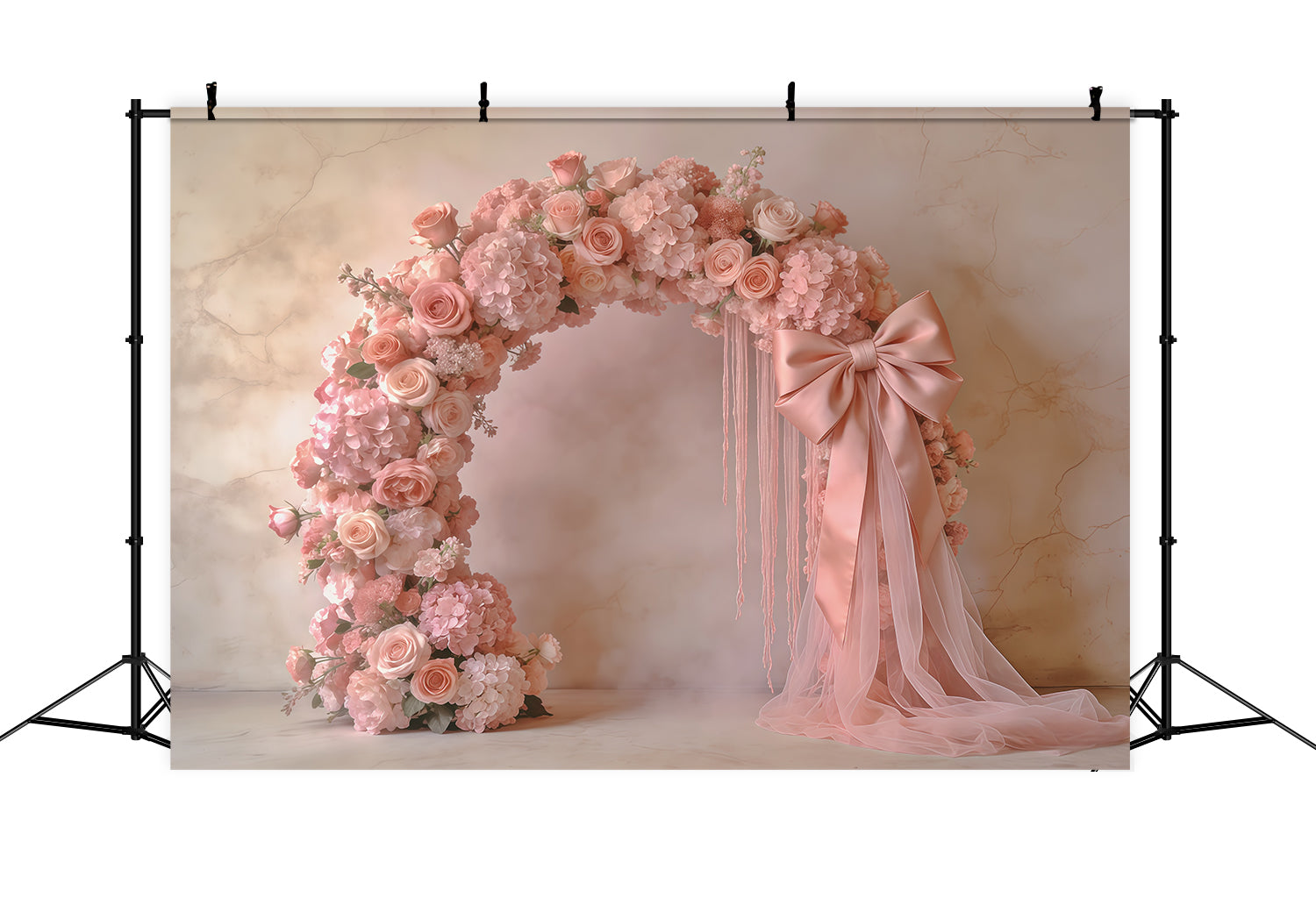 Carnation Mother's Day Backdrop Blush Rose Arch Bow Mother's Day Backdrop CSH63-52