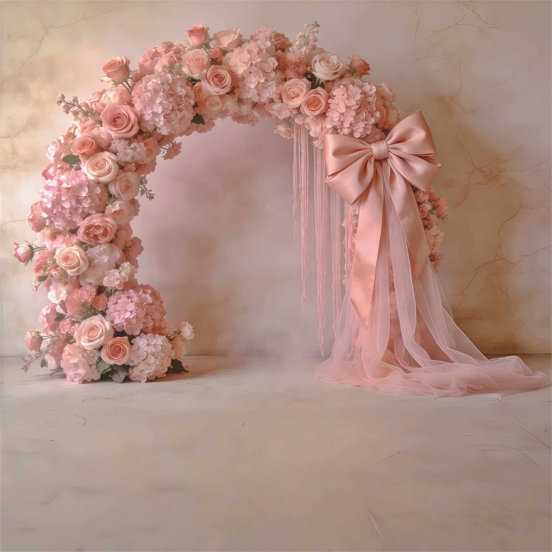 Carnation Mother's Day Backdrop Blush Rose Arch Bow Mother's Day Backdrop CSH63-52