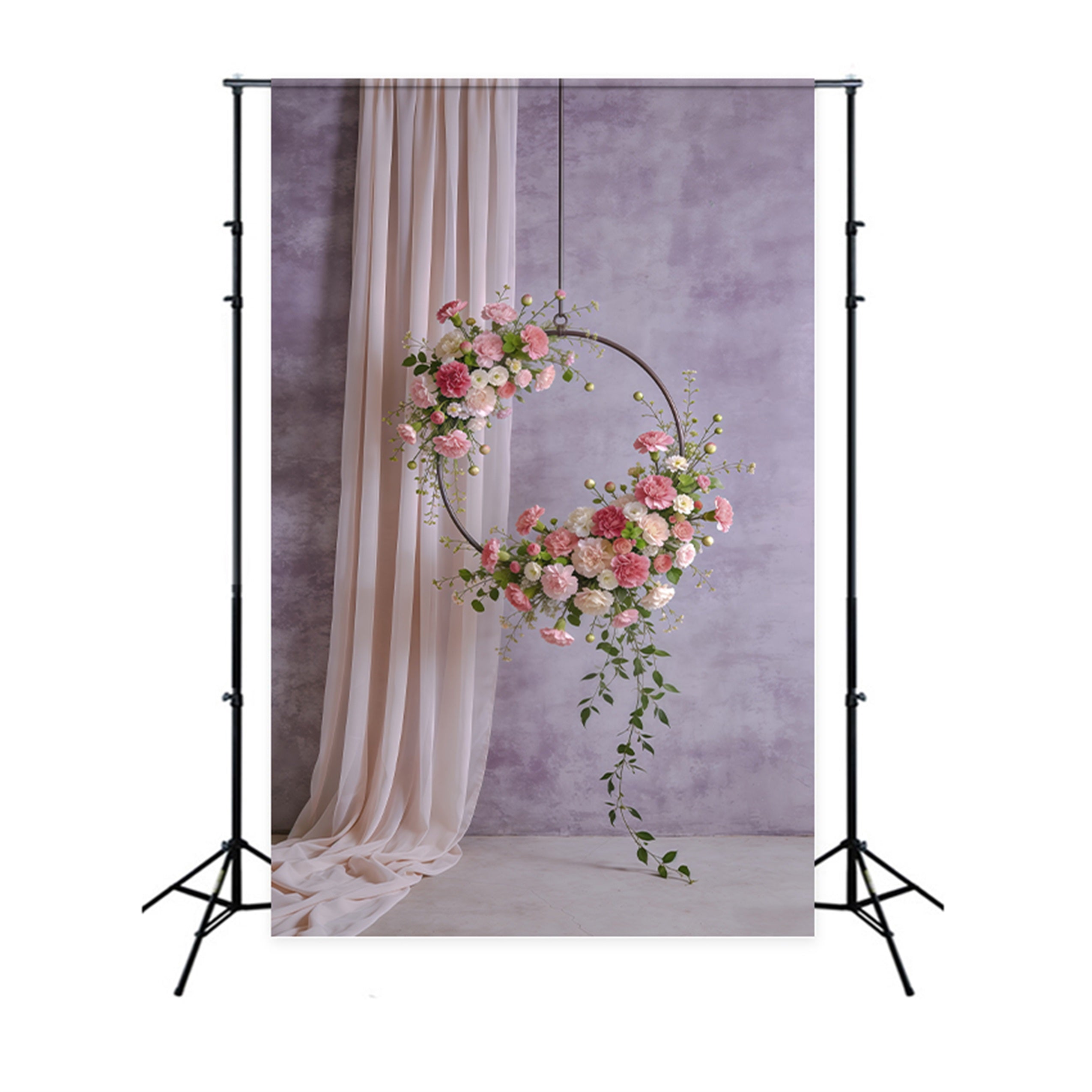 Carnation Mother's Day Backdrop Lavender Hanging Hoop Blossom Mother's Day Backdrop CSH63-56