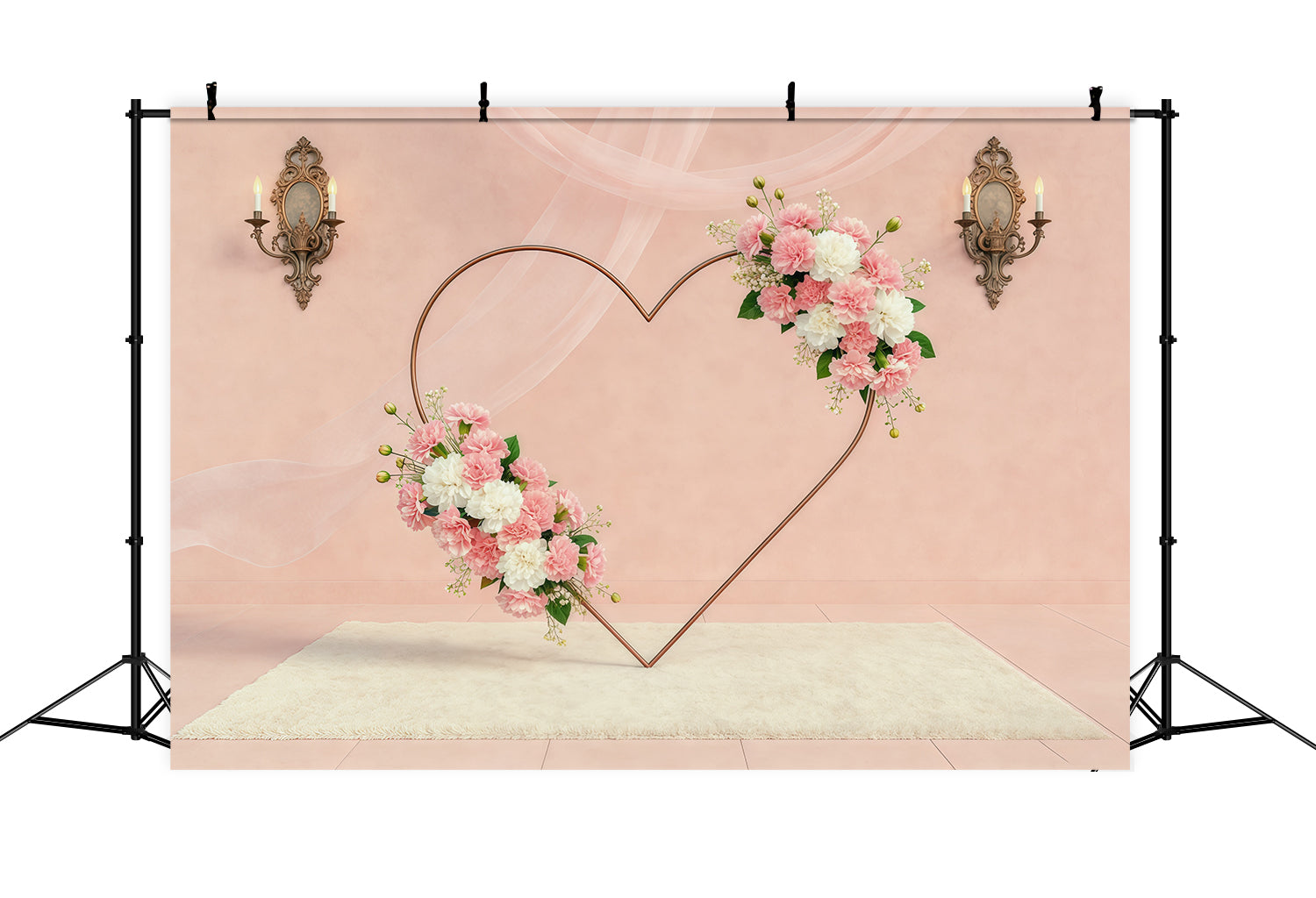 Floral Wreath Mother's Day Backdrop Blush Heart Flower Frame Mothers Day Backdrop CSH63-59