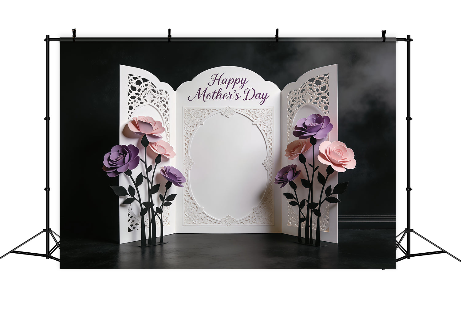 Mother’s Day Lettering Backdrop Lavender Paper Bloom Panel Mother's Day Photo Backdrop CSH63-67