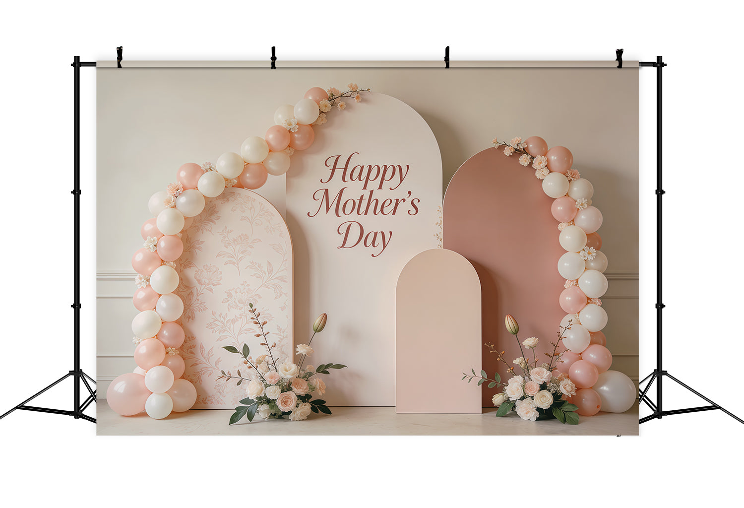 Mother’s Day Lettering Backdrop Blush Balloon Arch Panel Mother's Day Photo Backdrop CSH63-68